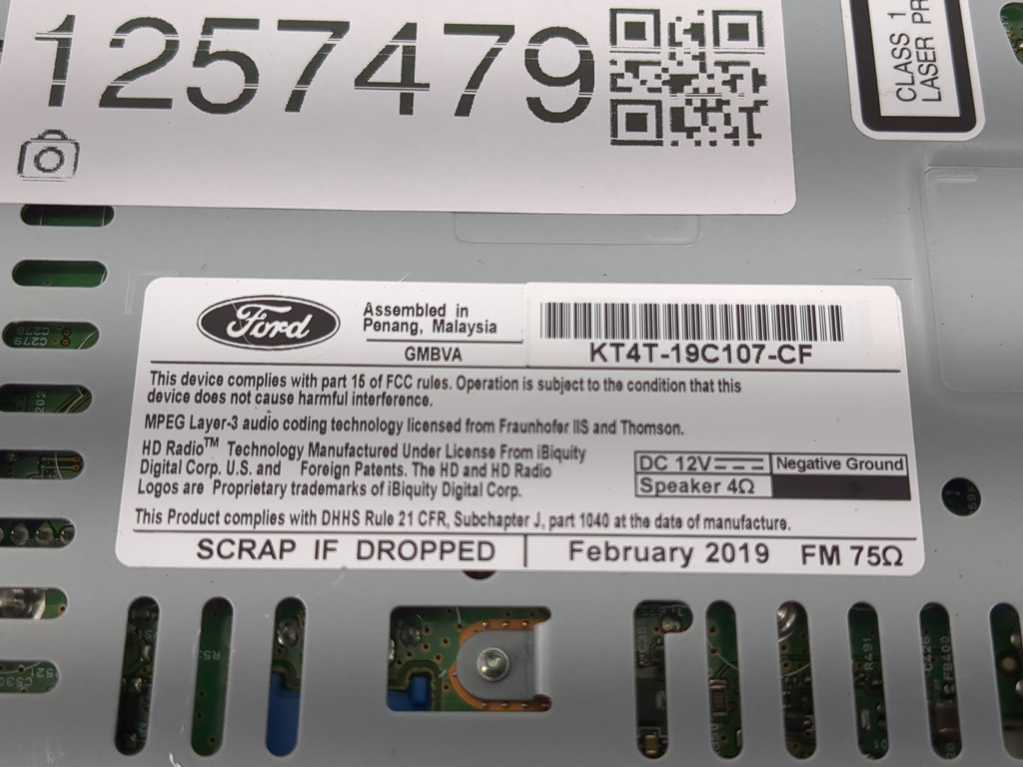 2019 Ford Edge Radio AM FM Cd Player Receiver Replacement P/N:KT4T-19C107-CF Fits OEM Used Auto Parts - Oemusedautoparts1.co