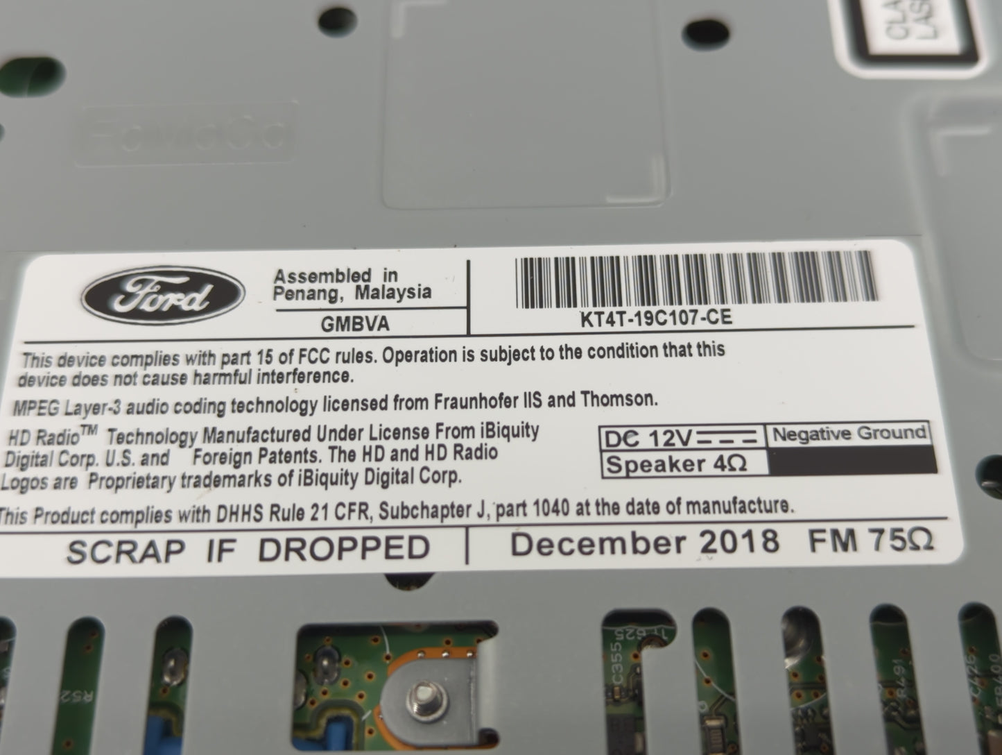 2019 Ford Edge Radio AM FM Cd Player Receiver Replacement P/N:KT4T-19C107-CE Fits OEM Used Auto Parts - Oemusedautoparts1.co