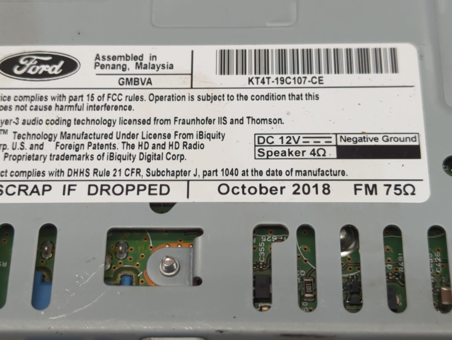 2019 Ford Edge Radio AM FM Cd Player Receiver Replacement P/N:KT4T-19C107-CE Fits OEM Used Auto Parts - Oemusedautoparts1.co