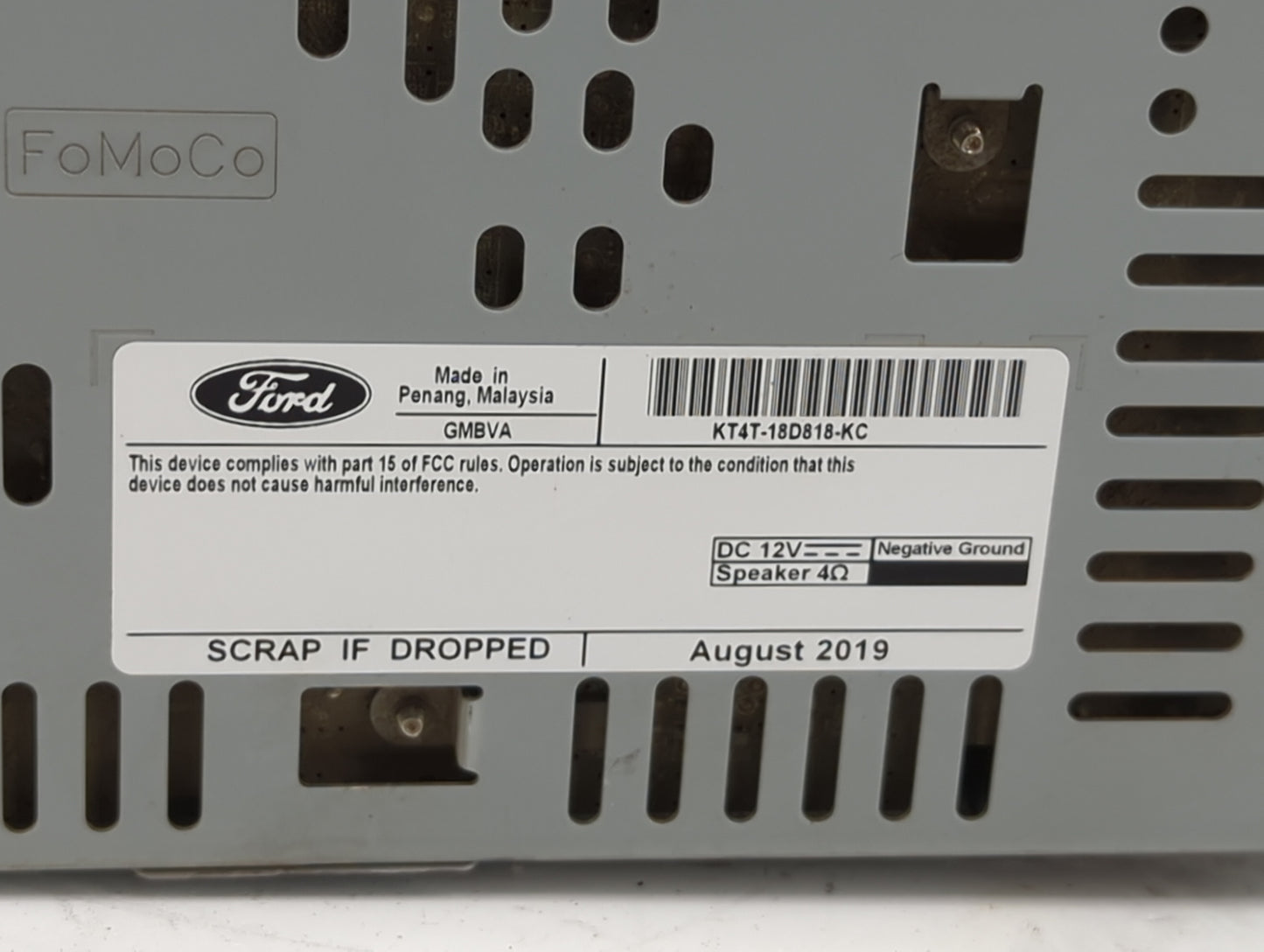 2019 Ford Edge Radio AM FM Cd Player Receiver Replacement P/N:KT4T-18D818-KC GMBVA Fits OEM Used Auto Parts - Oemusedautopar