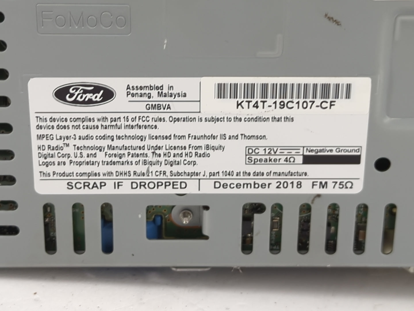 2019 Ford Edge Radio AM FM Cd Player Receiver Replacement P/N:KT4T-19C107-CF Fits OEM Used Auto Parts - Oemusedautoparts1.co