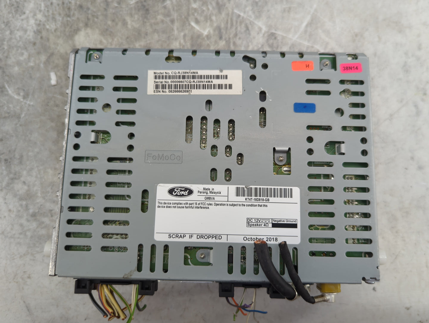 2019 Ford Edge Radio AM FM Cd Player Receiver Replacement P/N:CQ-RJ38N14MA KT4T-18D818-GB Fits OEM Used Auto Parts - Oemused