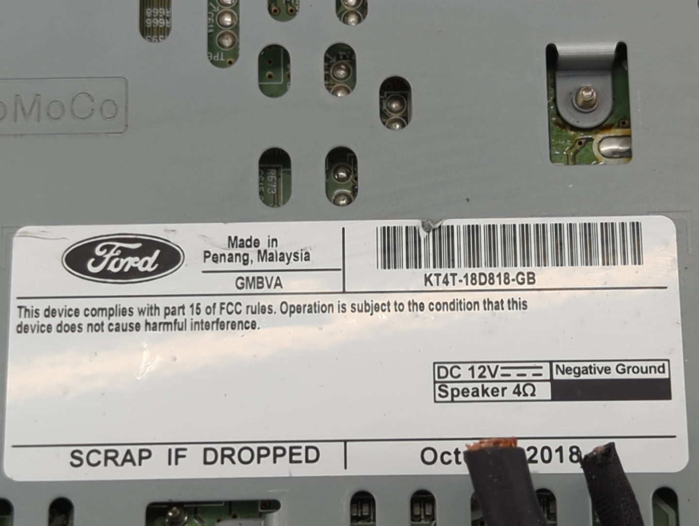 2019 Ford Edge Radio AM FM Cd Player Receiver Replacement P/N:CQ-RJ38N14MA KT4T-18D818-GB Fits OEM Used Auto Parts - Oemused