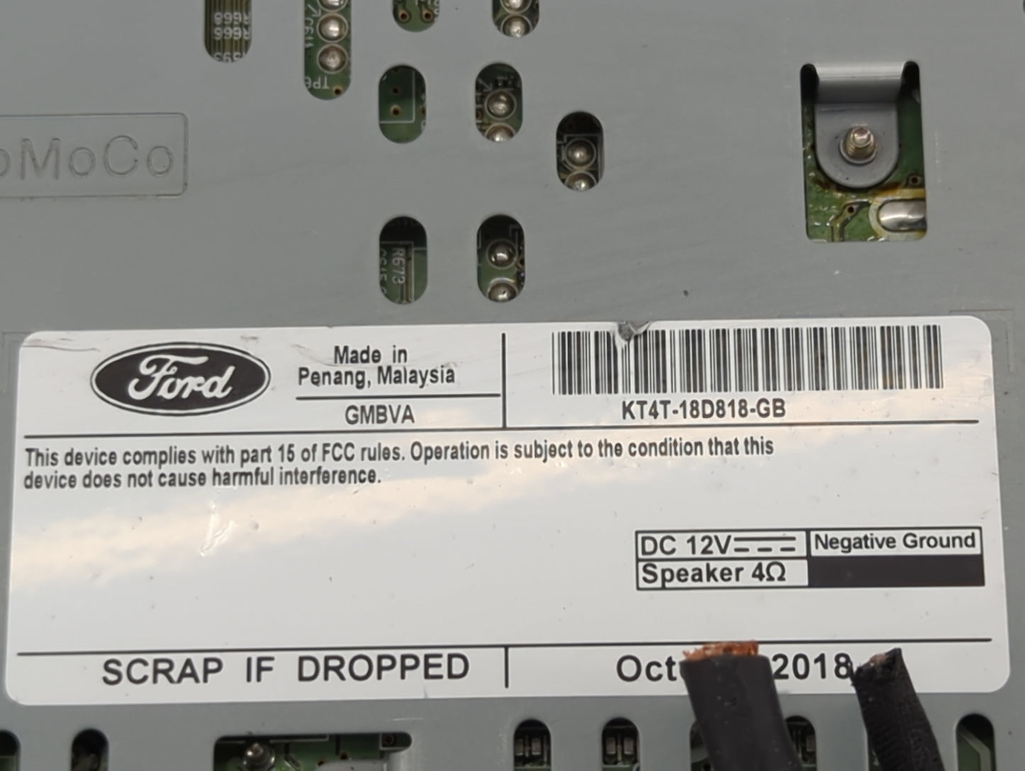 2019 Ford Edge Radio AM FM Cd Player Receiver Replacement P/N:CQ-RJ38N14MA KT4T-18D818-GB Fits OEM Used Auto Parts - Oemused