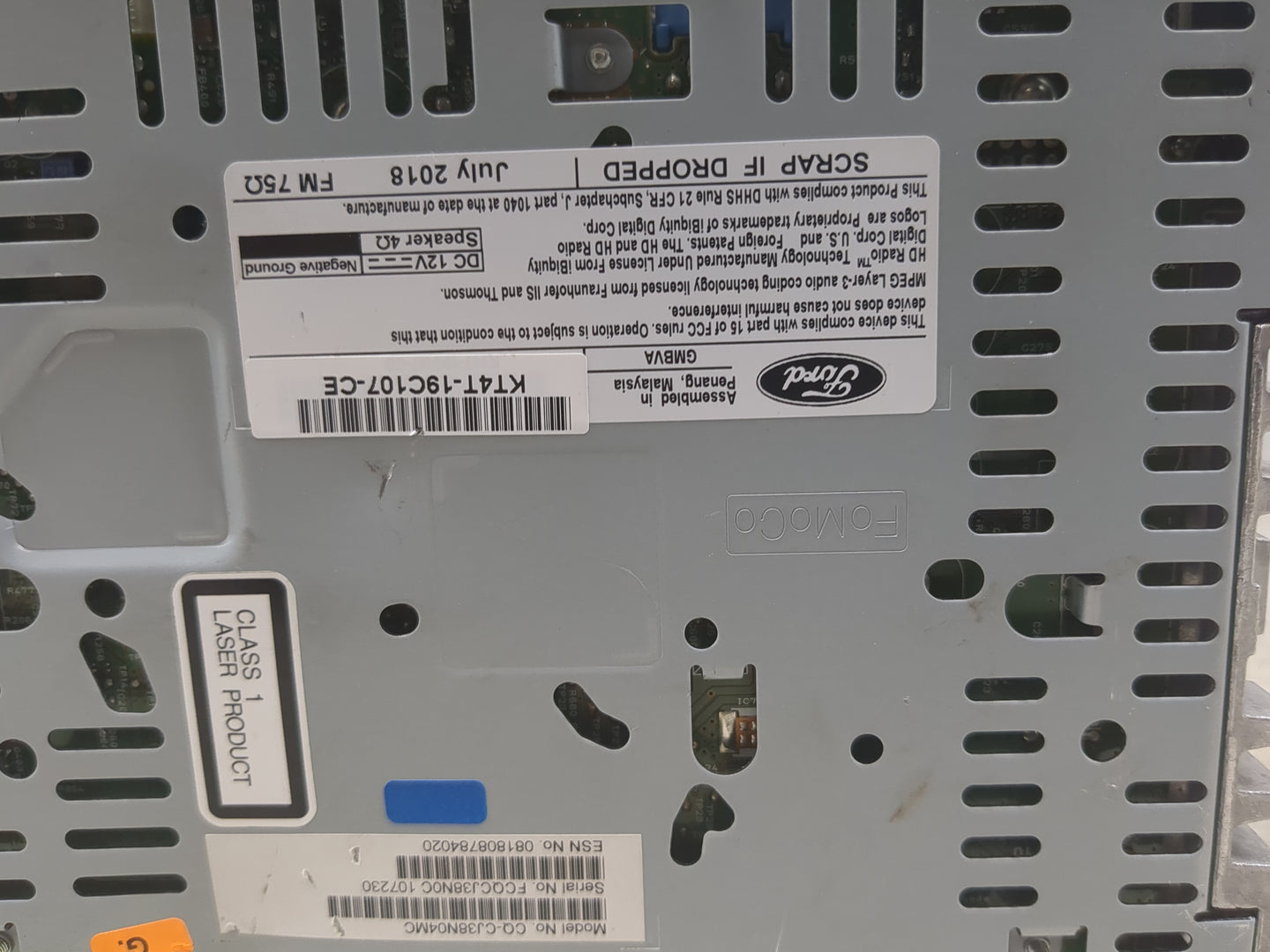 2019 Ford Edge Radio AM FM Cd Player Receiver Replacement P/N:KT4T-19C107-CE CQ-CJ38N04MC Fits OEM Used Auto Parts - Oemused