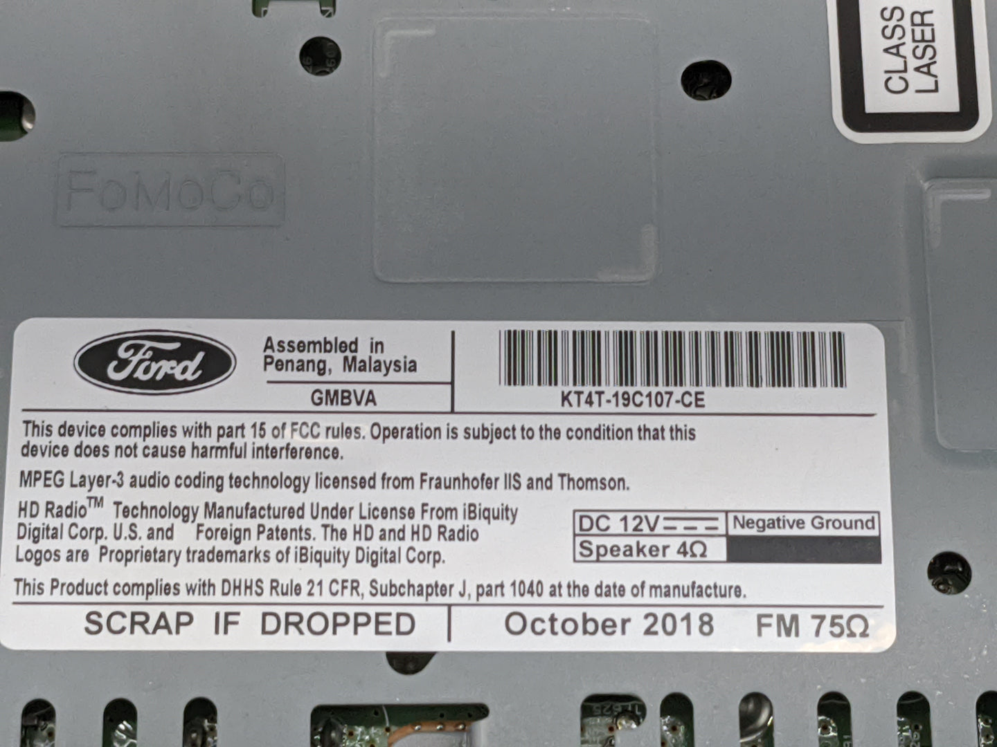 2019 Ford Edge Radio AM FM Cd Player Receiver Replacement P/N:KT4T-19C107-CE GMBVA Fits OEM Used Auto Parts - Oemusedautopar