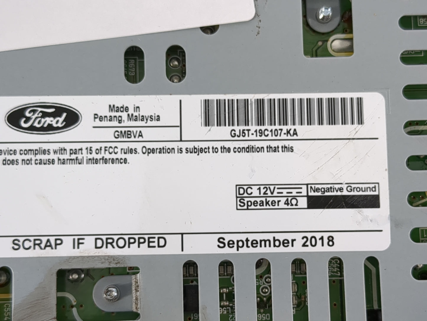 2017-2019 Ford Escape Radio AM FM Cd Player Receiver Replacement P/N:GJ5T-19C107-KA Fits Fits 2017 2018 2019 OEM Used Auto P