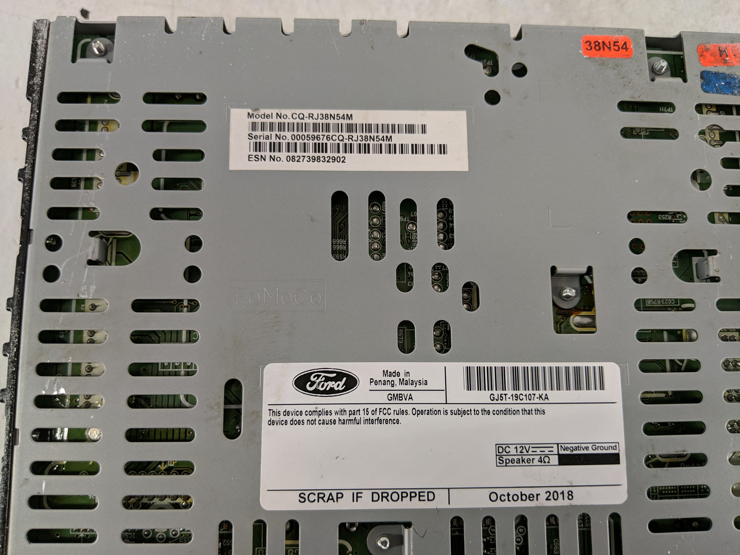 2019 Ford Escape Radio AM FM Cd Player Receiver Replacement P/N:GJ5T-19C107-KA Fits OEM Used Auto Parts - Oemusedautoparts1.