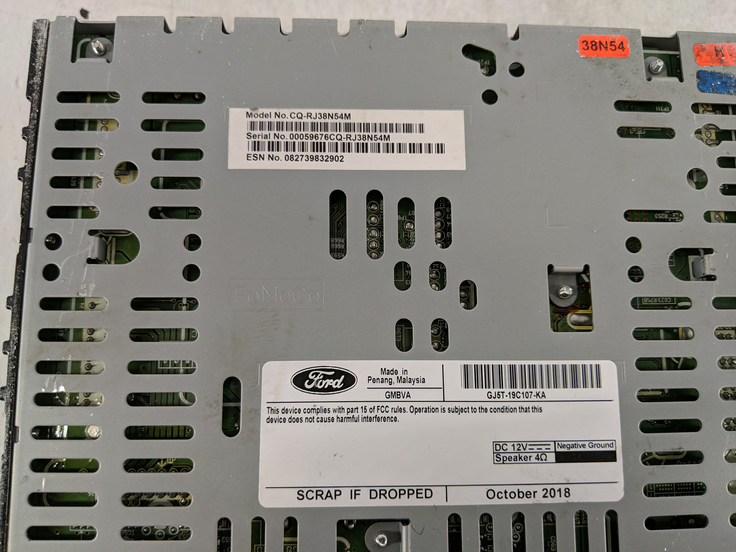2019 Ford Escape Radio AM FM Cd Player Receiver Replacement P/N:GJ5T-19C107-KA Fits OEM Used Auto Parts - Oemusedautoparts1.