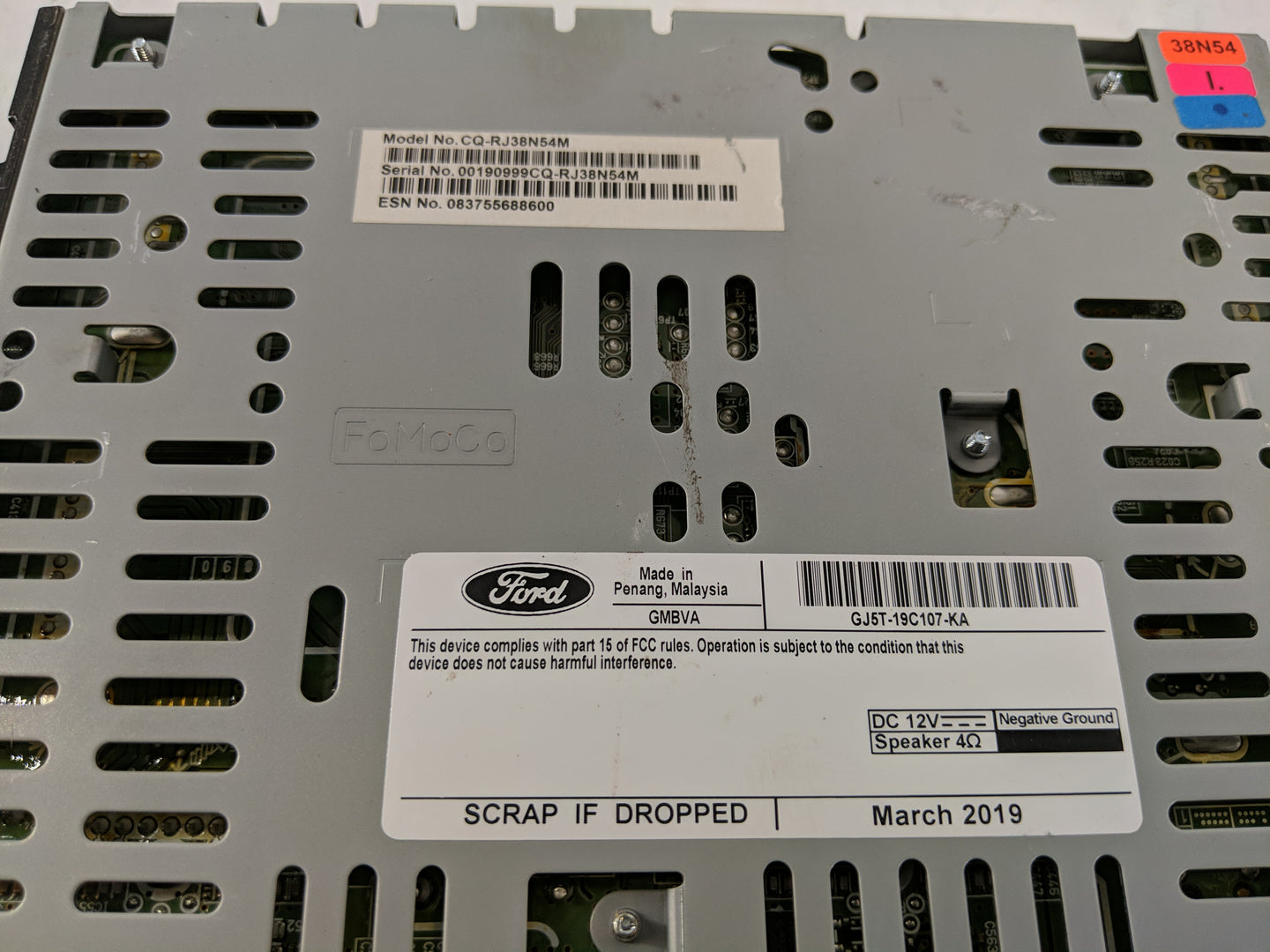 2019 Ford Escape Radio AM FM Cd Player Receiver Replacement P/N:GJ5T-19C107-KA Fits OEM Used Auto Parts - Oemusedautoparts1.