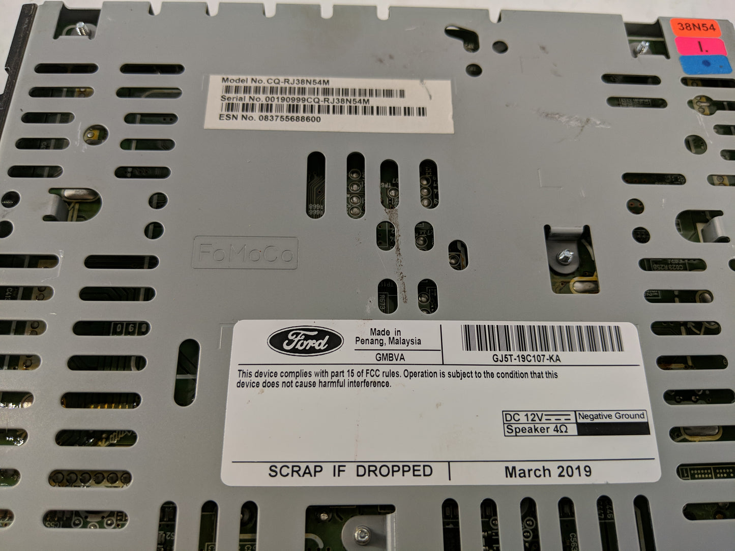 2019 Ford Escape Radio AM FM Cd Player Receiver Replacement P/N:GJ5T-19C107-KA Fits OEM Used Auto Parts - Oemusedautoparts1.