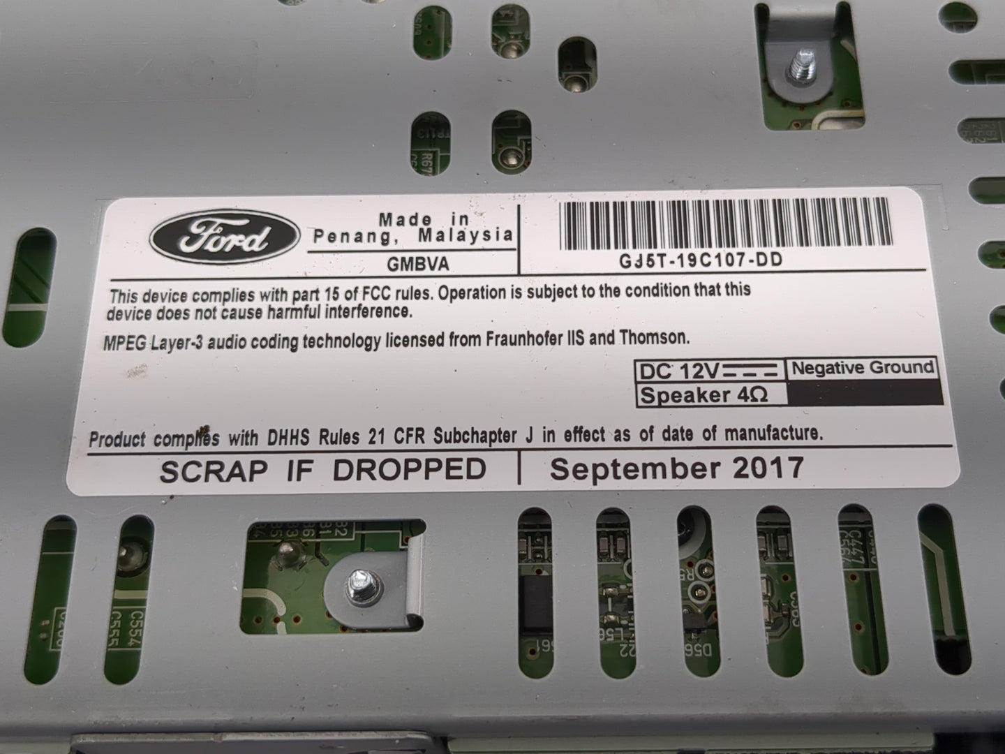 2015-2019 Ford Escape Radio AM FM Cd Player Receiver Replacement P/N:GJ5T-19C107-DD Fits Fits 2015 2016 2017 2018 2019 OEM U