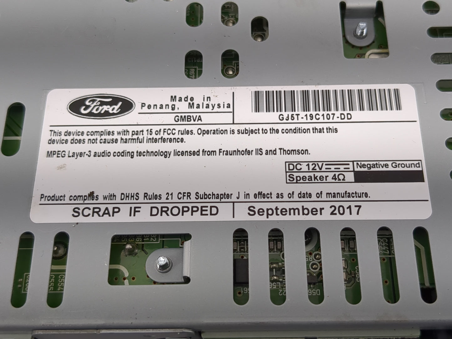 2015-2019 Ford Escape Radio AM FM Cd Player Receiver Replacement P/N:GJ5T-19C107-DD Fits Fits 2015 2016 2017 2018 2019 OEM U
