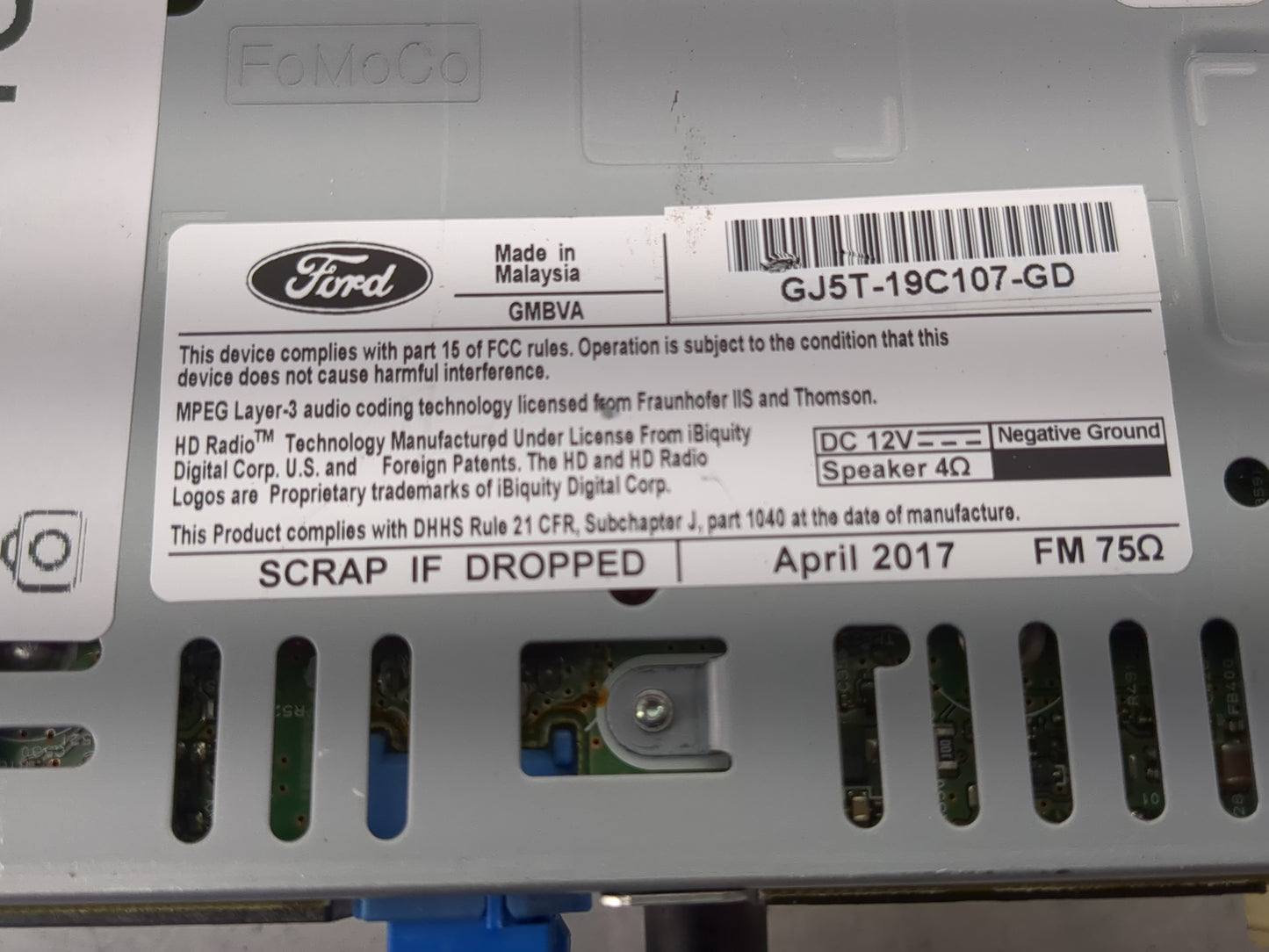 2015-2019 Ford Escape Radio AM FM Cd Player Receiver Replacement P/N:GJ5T-19C107-GD Fits Fits 2015 2016 2017 2018 2019 OEM U