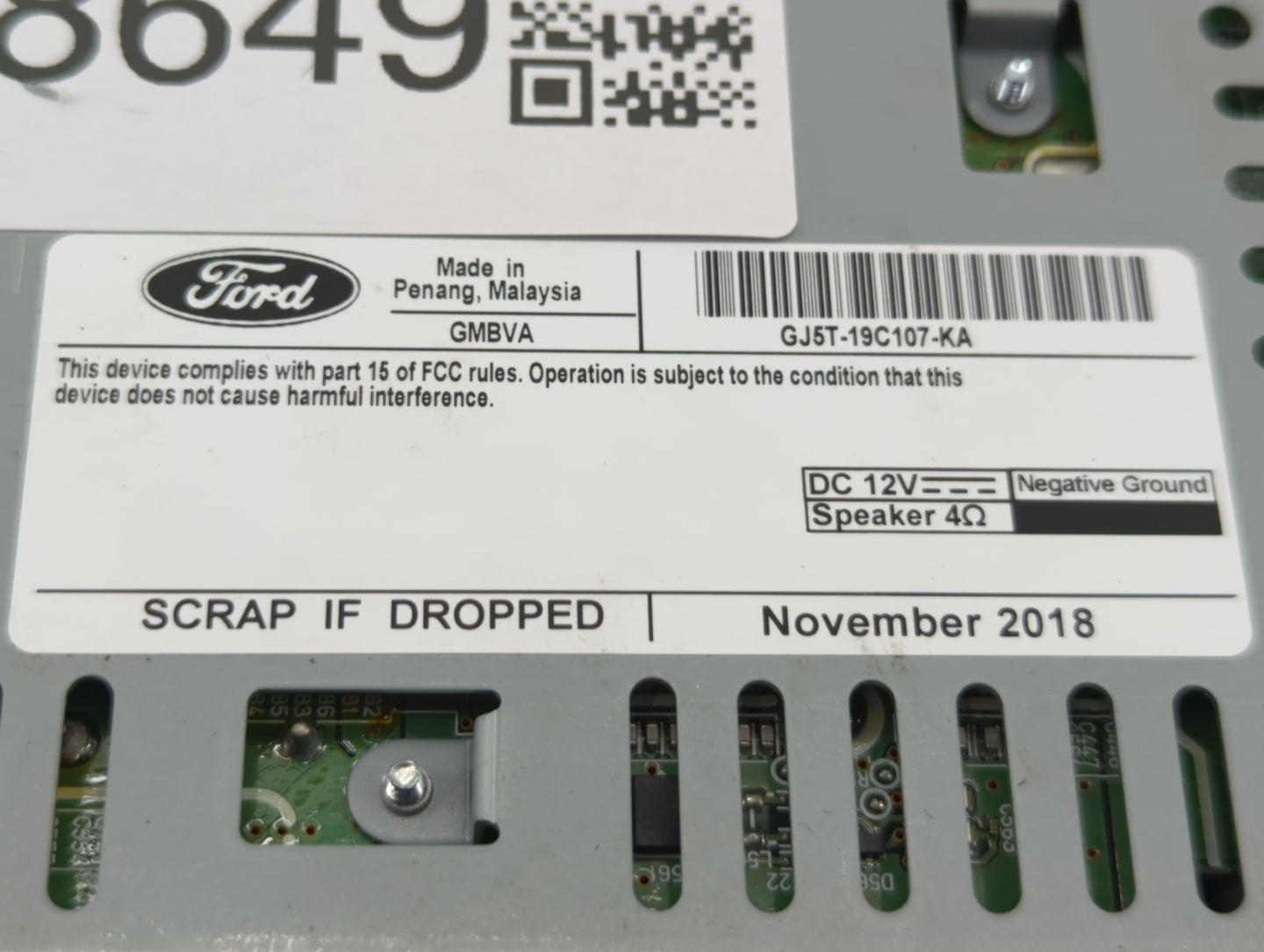 2019 Ford Escape Radio AM FM Cd Player Receiver Replacement P/N:GJ5T-19C107-KA Fits OEM Used Auto Parts - Oemusedautoparts1.