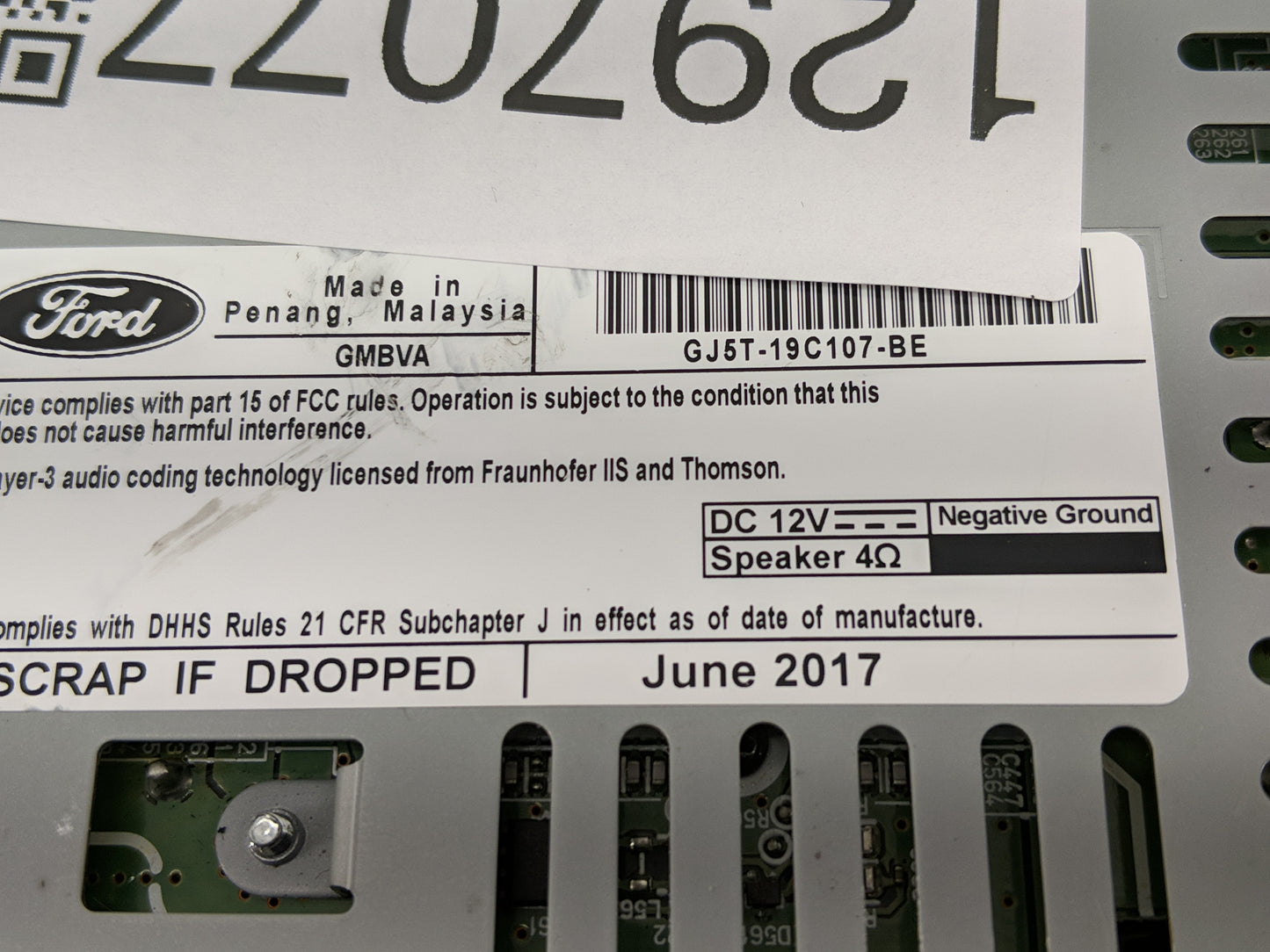 2015-2019 Ford Escape Radio AM FM Cd Player Receiver Replacement P/N:GJ5T-19C107-BE GJ5T-19C107-KA Fits OEM Used Auto Parts 