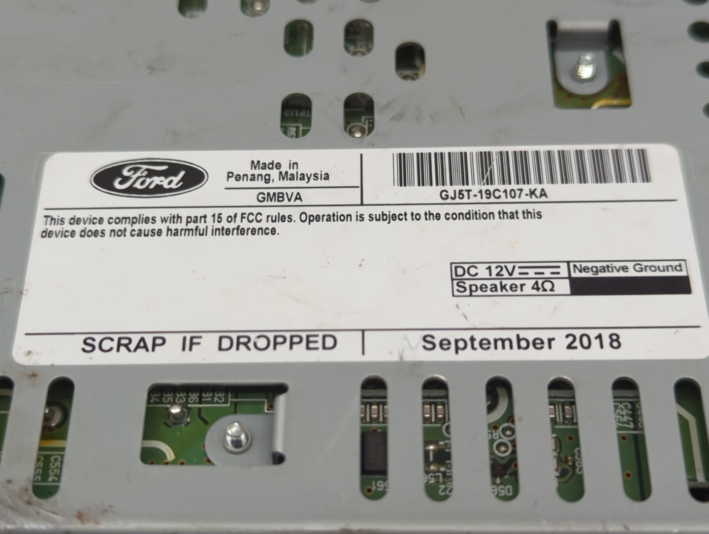 2017-2019 Ford Escape Radio AM FM Cd Player Receiver Replacement P/N:GJ5T-19C107-KA Fits Fits 2017 2018 2019 OEM Used Auto P