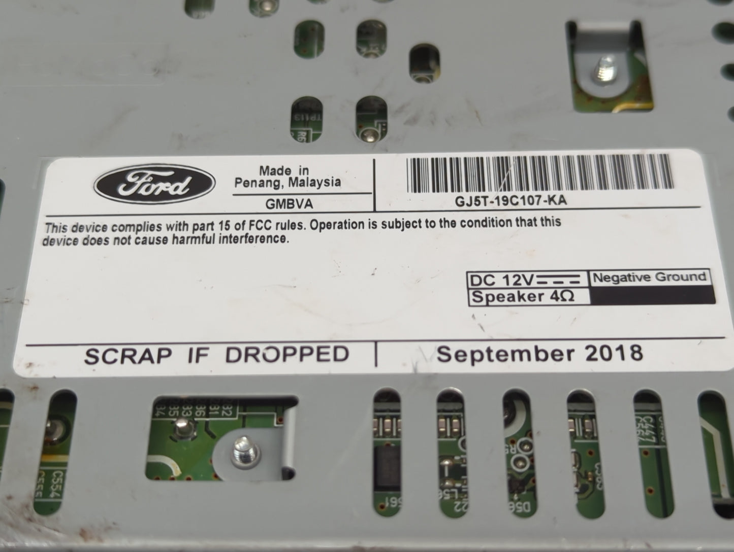 2017-2019 Ford Escape Radio AM FM Cd Player Receiver Replacement P/N:GJ5T-19C107-KA Fits Fits 2017 2018 2019 OEM Used Auto P