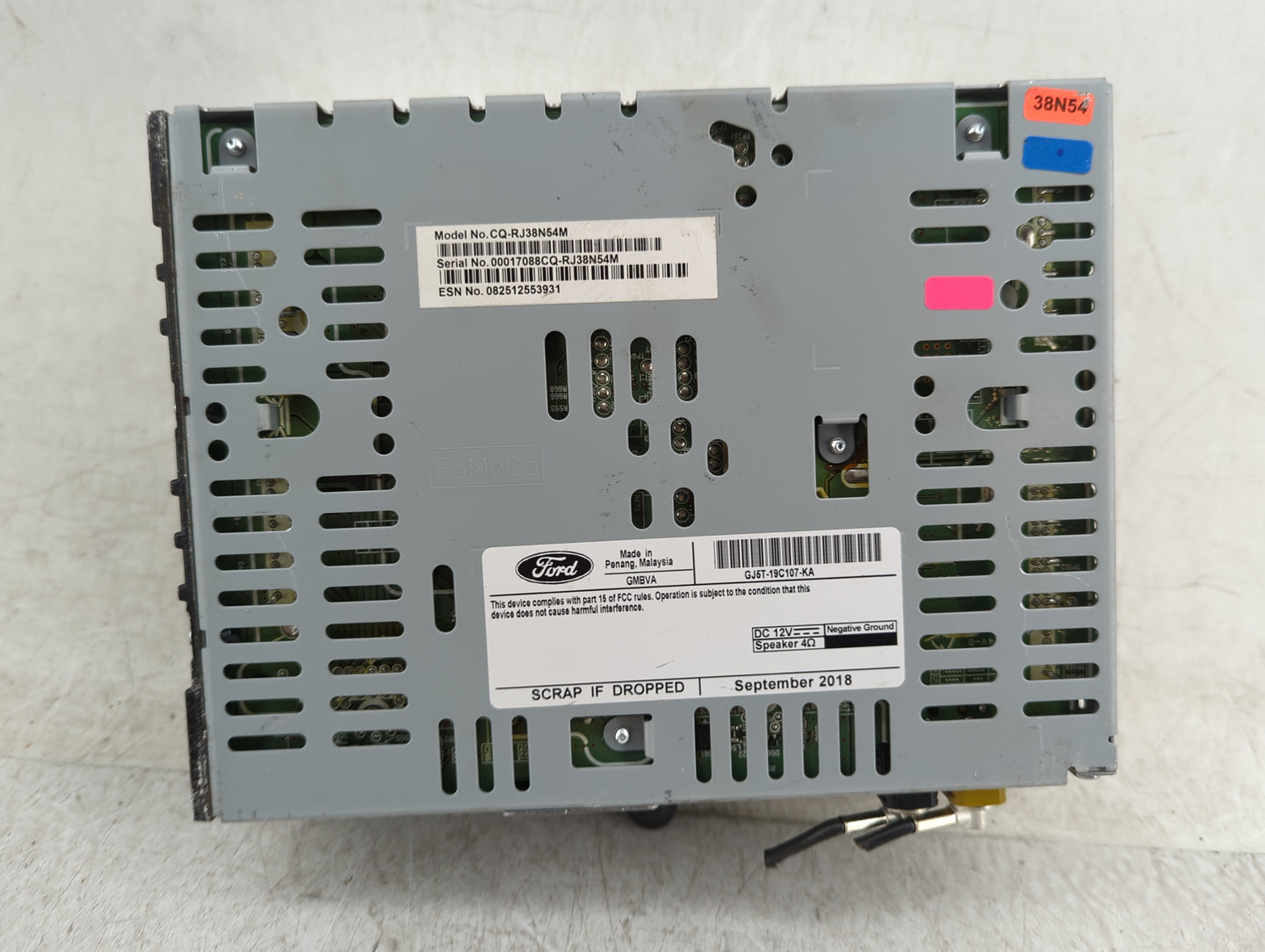 2019 Ford Escape Radio AM FM Cd Player Receiver Replacement P/N:GJ5T-19C107-KA Fits OEM Used Auto Parts - Oemusedautoparts1.