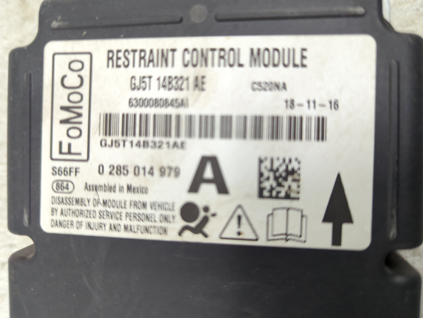 2015-2019 Ford Escape Srs Safety Restraint System Module - Oemusedautoparts1.com