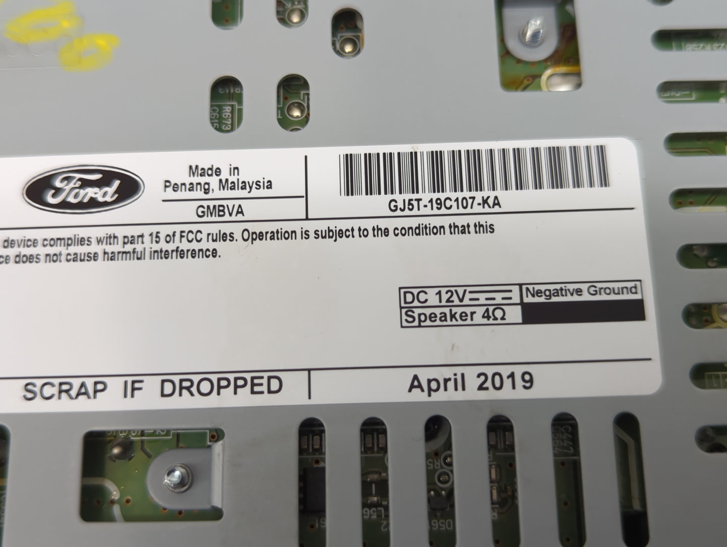 2017-2019 Ford Escape Radio AM FM Cd Player Receiver Replacement P/N:GJ5T-19C107-KA Fits Fits 2017 2018 2019 OEM Used Auto P