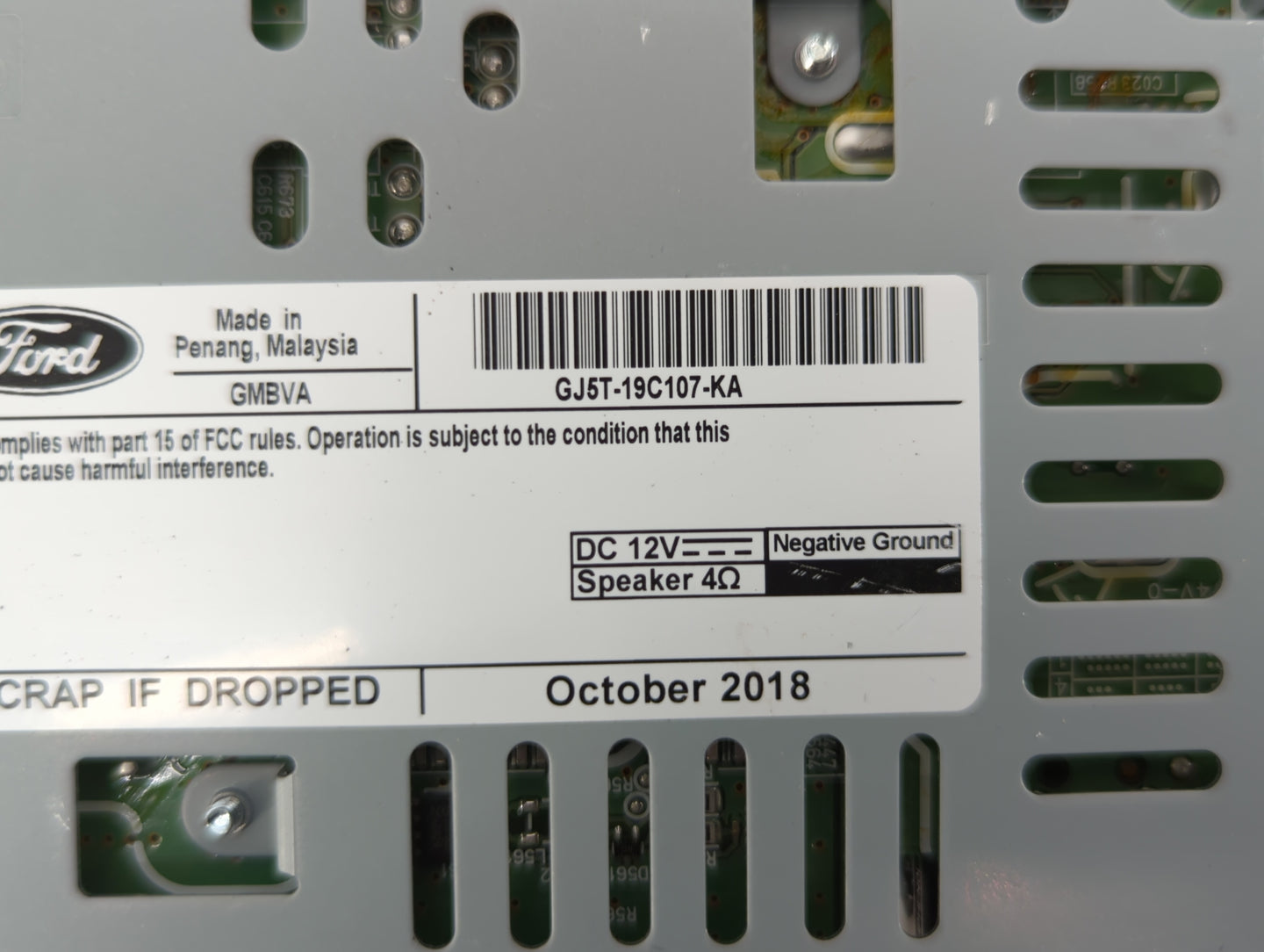 2019 Ford Escape Radio AM FM Cd Player Receiver Replacement P/N:GJ5T-19C107-HA GJ5T-19C107-KA Fits OEM Used Auto Parts - Oem