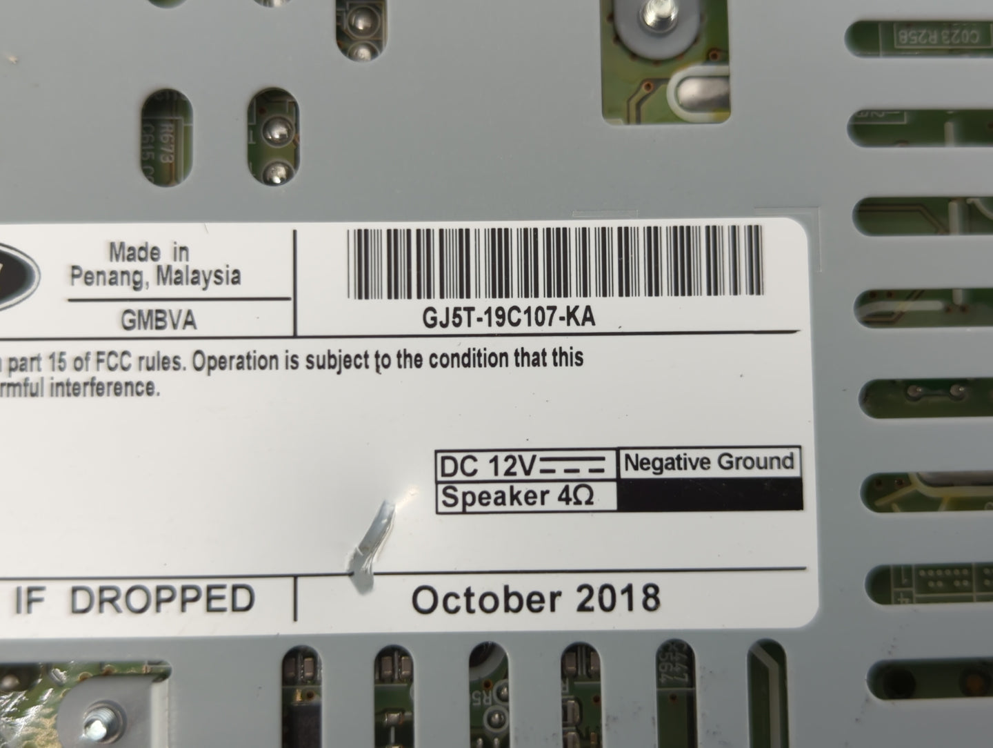 2019 Ford Escape Radio AM FM Cd Player Receiver Replacement P/N:GJ5T-19C107-HA GJ5T-19C107-KA Fits OEM Used Auto Parts - Oem