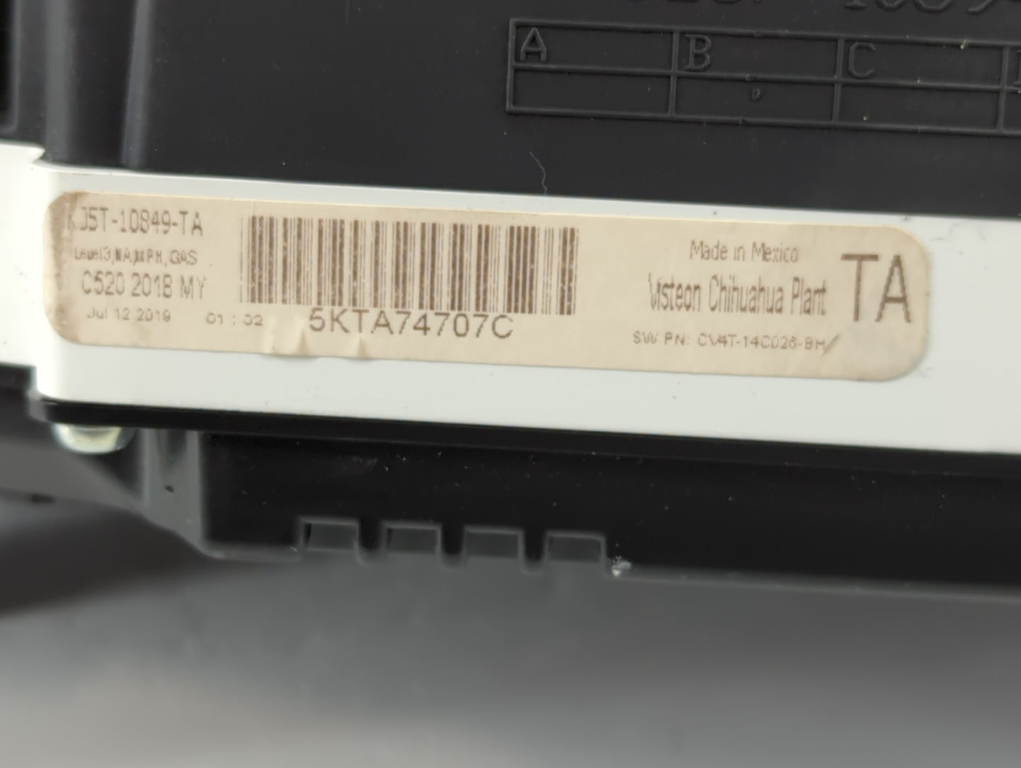 2019 Ford Escape Instrument Cluster Speedometer Gauges P/N:5KTA74707C Miles: Fits OEM Used Auto Parts - Oemusedautoparts1.co