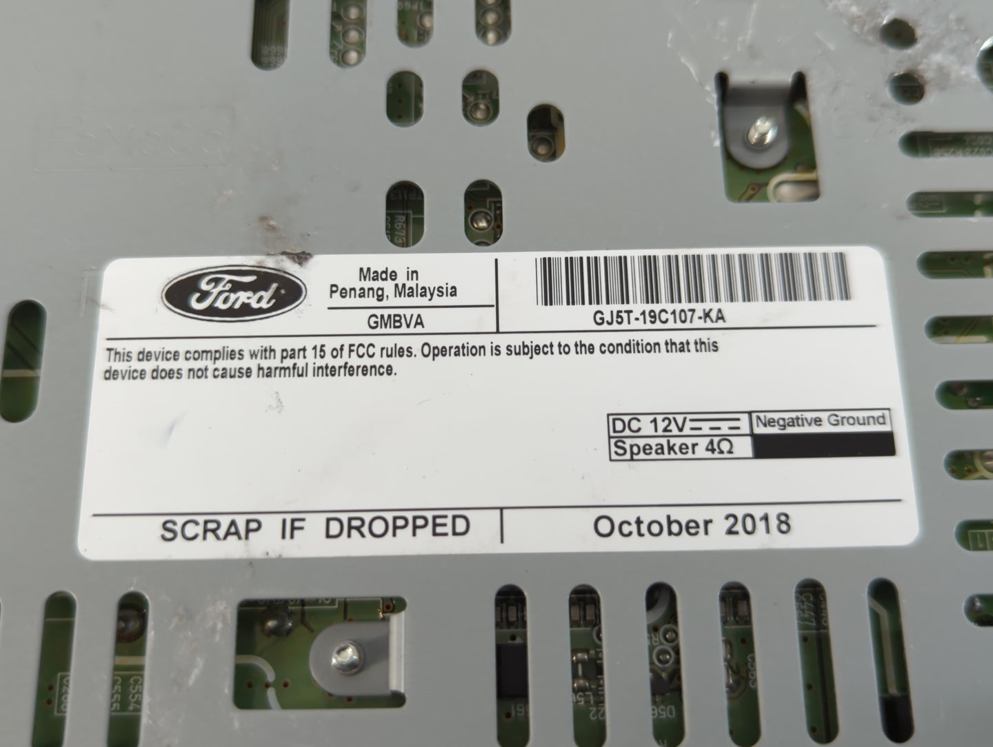 2019 Ford Escape Radio AM FM Cd Player Receiver Replacement P/N:GJ5T-19C107-KA Fits OEM Used Auto Parts - Oemusedautoparts1.