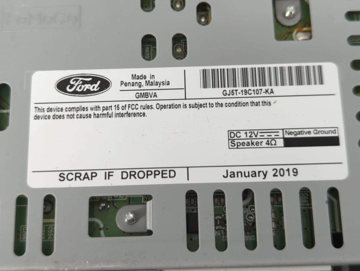 2019 Ford Escape Radio AM FM Cd Player Receiver Replacement P/N:GJ5T-19C107-KA CQ-RJ38N54M Fits OEM Used Auto Parts - Oemuse