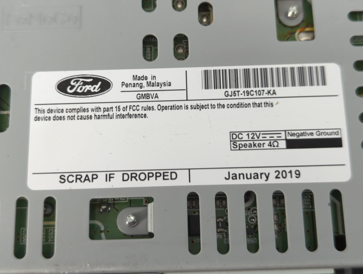 2019 Ford Escape Radio AM FM Cd Player Receiver Replacement P/N:GJ5T-19C107-KA CQ-RJ38N54M Fits OEM Used Auto Parts - Oemuse