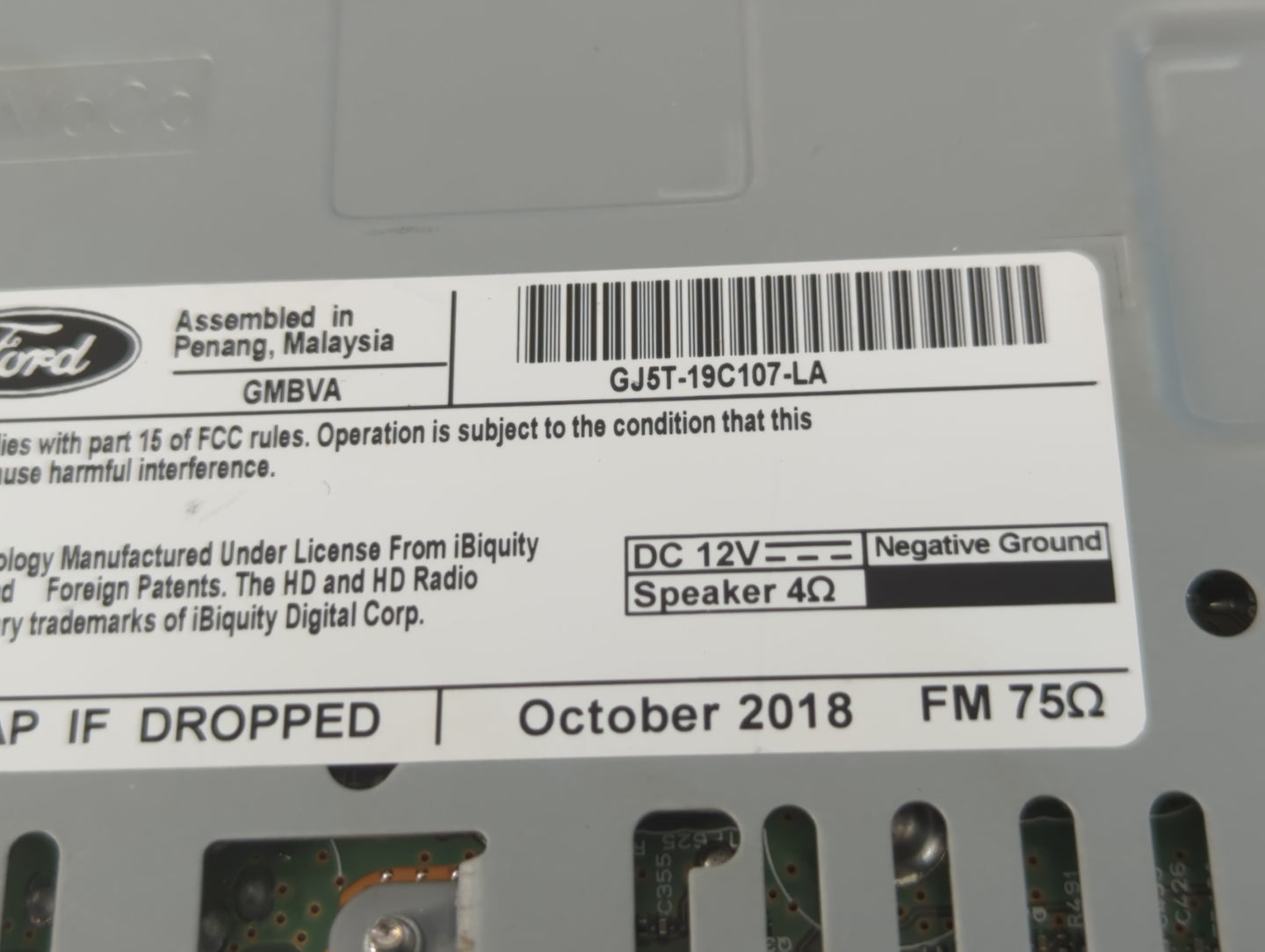 2019 Ford Escape Radio AM FM Cd Player Receiver Replacement P/N:GJ5T-19C107-LA Fits OEM Used Auto Parts - Oemusedautoparts1.
