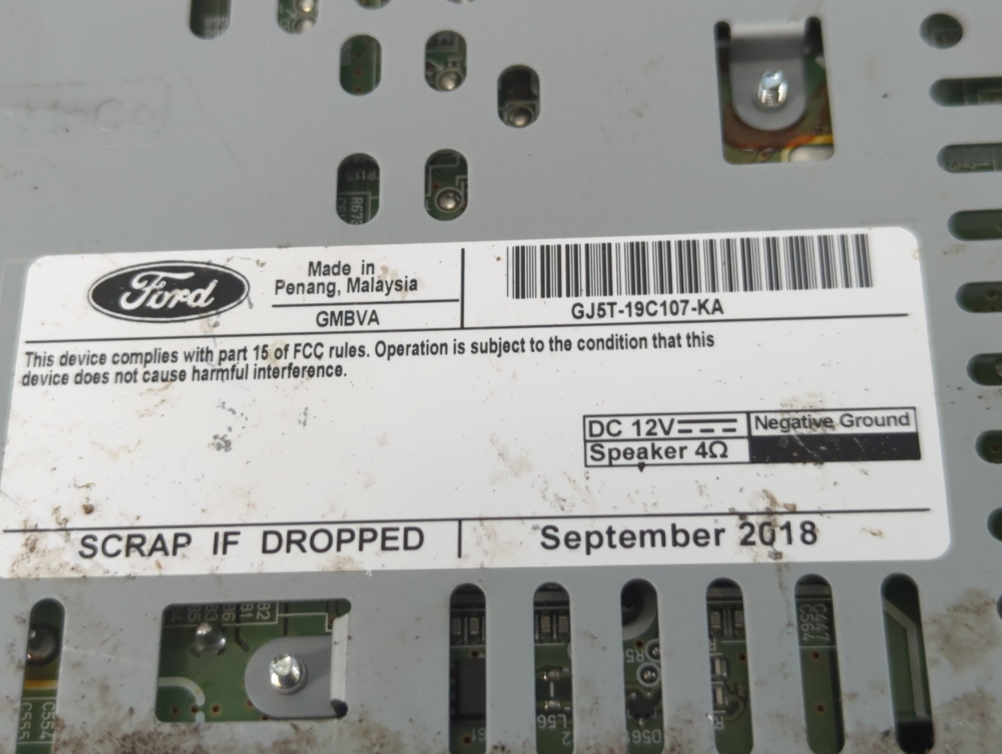 2019 Ford Escape Radio AM FM Cd Player Receiver Replacement P/N:GJ5T-19C107-KA Fits OEM Used Auto Parts - Oemusedautoparts1.