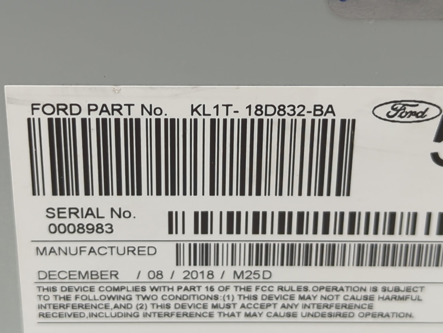 2019 Ford Expedition Radio AM FM Cd Player Receiver Replacement P/N:KL1T-18D832-BA Fits OEM Used Auto Parts - Oemusedautopar