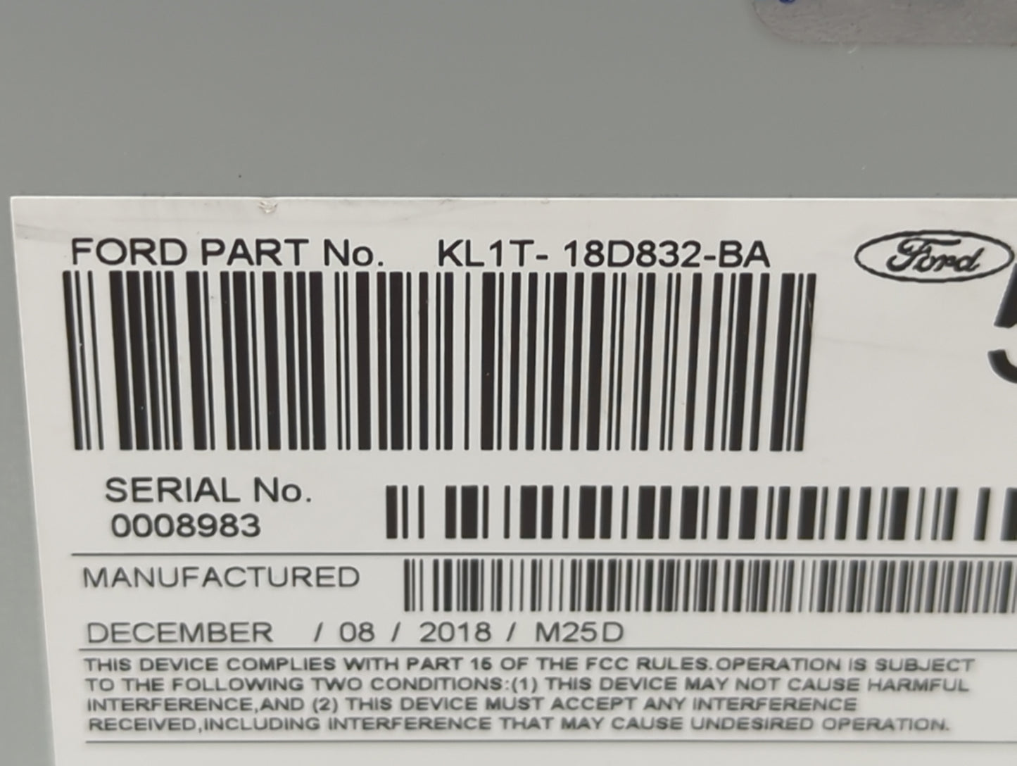 2019 Ford Expedition Radio AM FM Cd Player Receiver Replacement P/N:KL1T-18D832-BA Fits OEM Used Auto Parts - Oemusedautopar