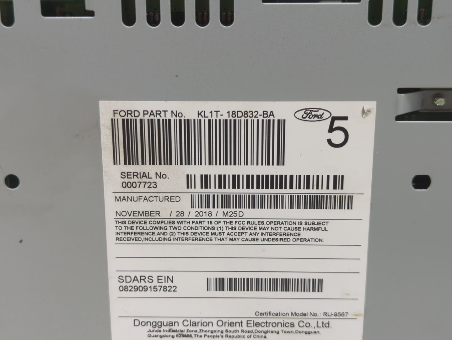 2019 Ford Expedition Radio AM FM Cd Player Receiver Replacement P/N:KL1T-18D832-BA Fits OEM Used Auto Parts - Oemusedautopar