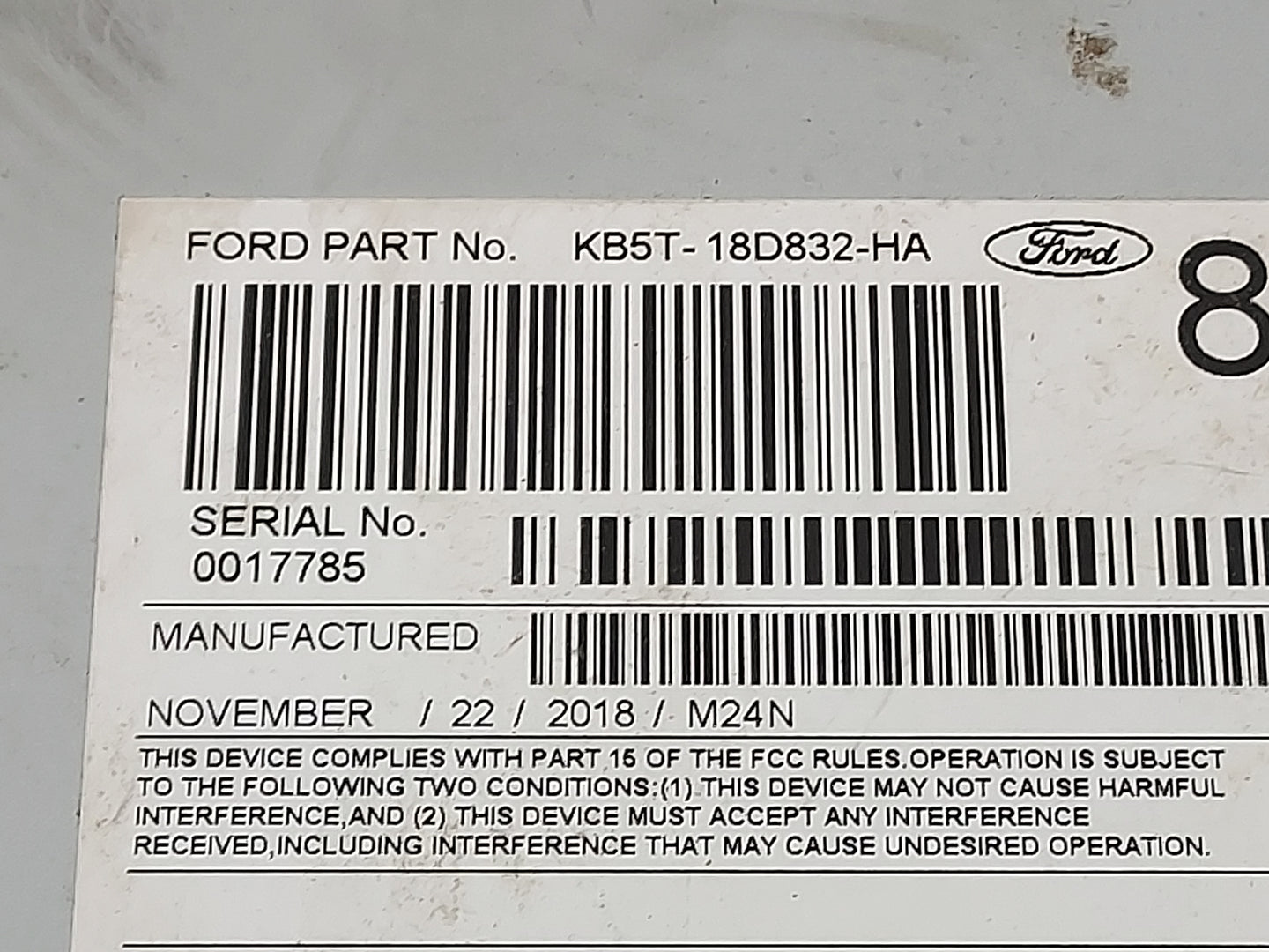 2019 Ford Explorer Radio AM FM Cd Player Receiver Replacement P/N:KB5T-18D832-HA Fits OEM Used Auto Parts - Oemusedautoparts