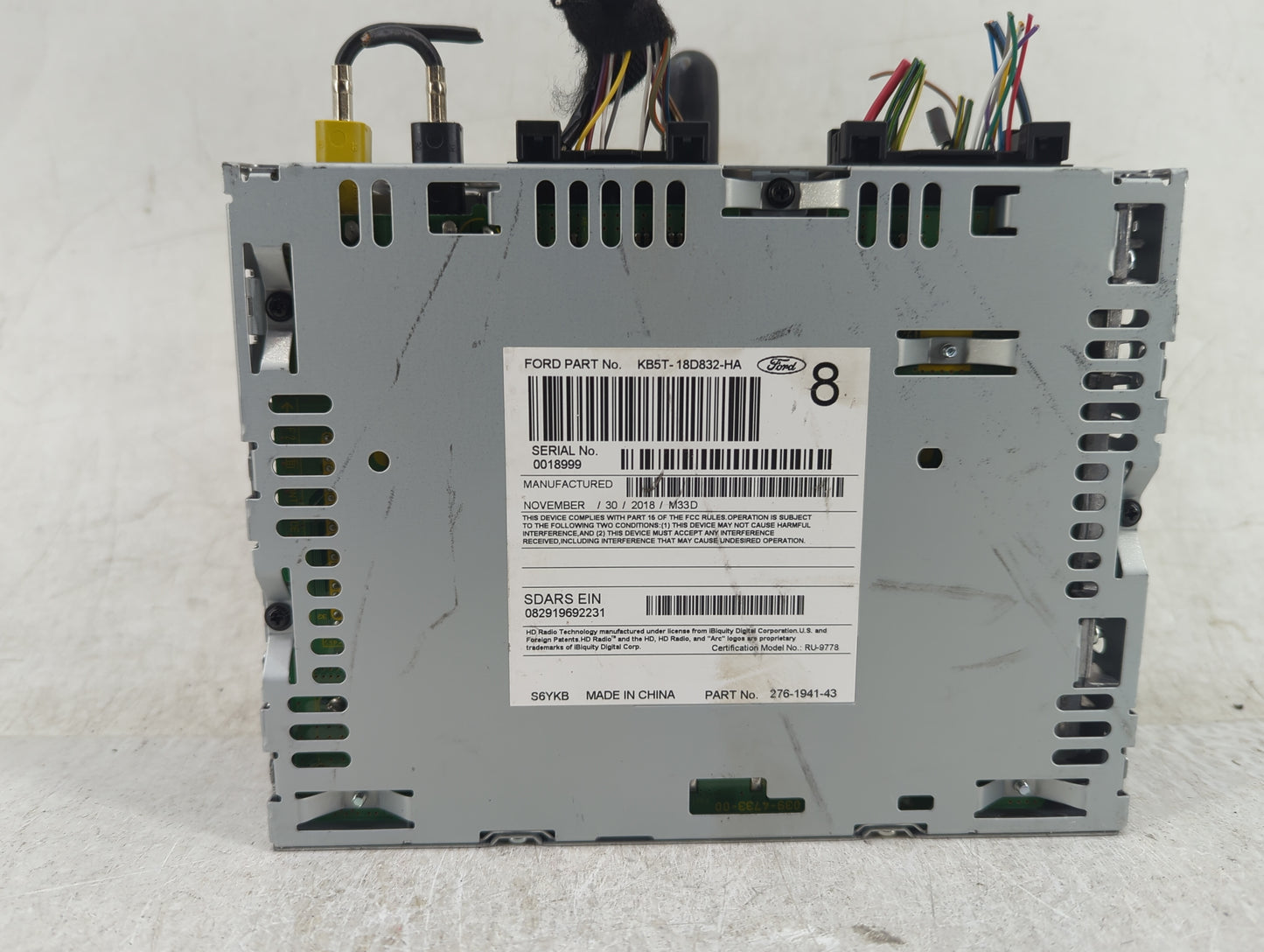 2018-2019 Ford Explorer Radio AM FM Cd Player Receiver Replacement P/N:KB5T-18D832-HA Fits Fits 2018 2019 OEM Used Auto Part
