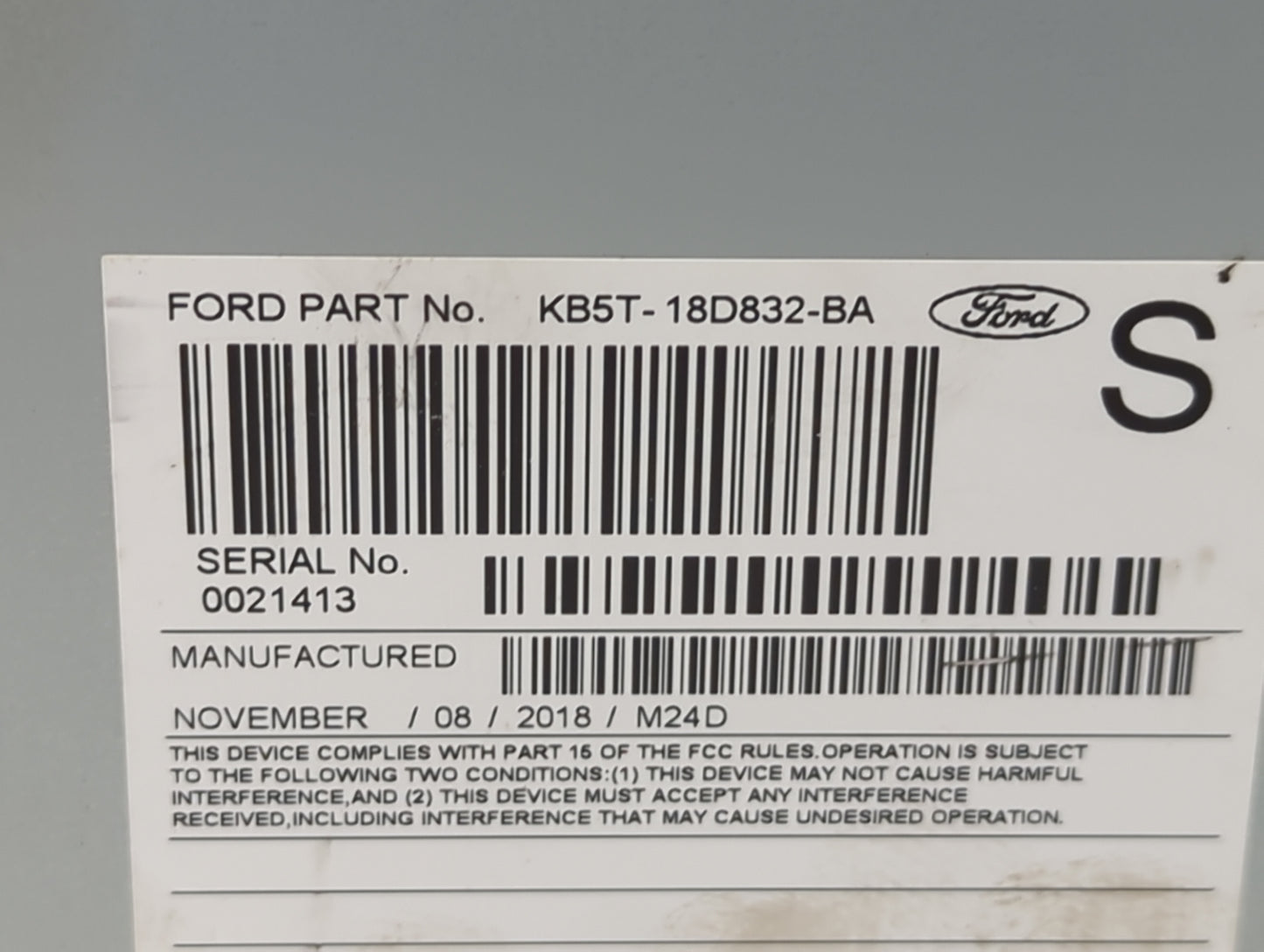 2019 Ford Explorer Radio AM FM Cd Player Receiver Replacement P/N:RU-9776L-A KB5T-18D832-BA Fits OEM Used Auto Parts - Oemus