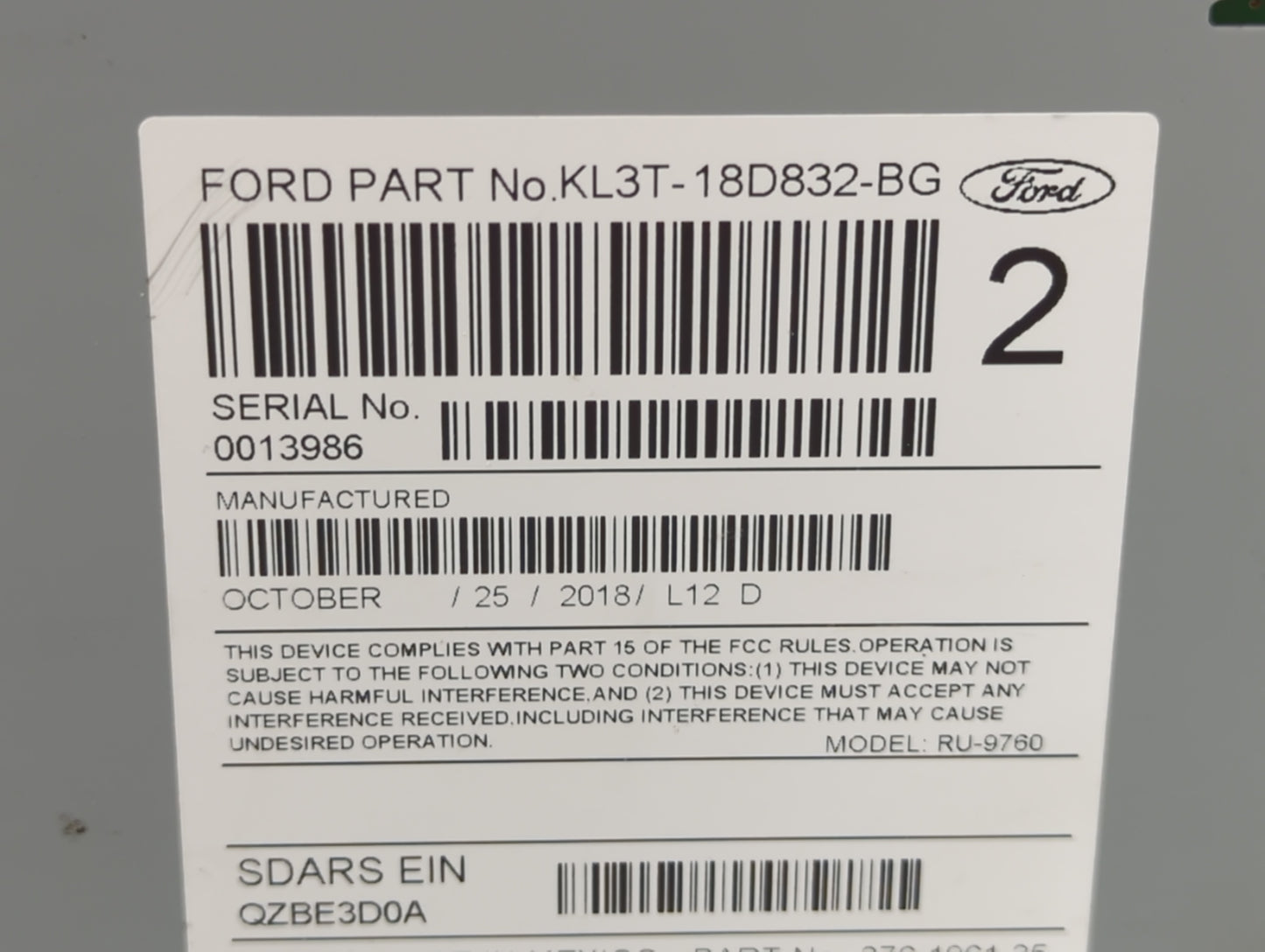 2019-2020 Ford F-150 Radio AM FM Cd Player Receiver Replacement P/N:KL3T-18D832-BG Fits Fits 2019 2020 OEM Used Auto Parts -