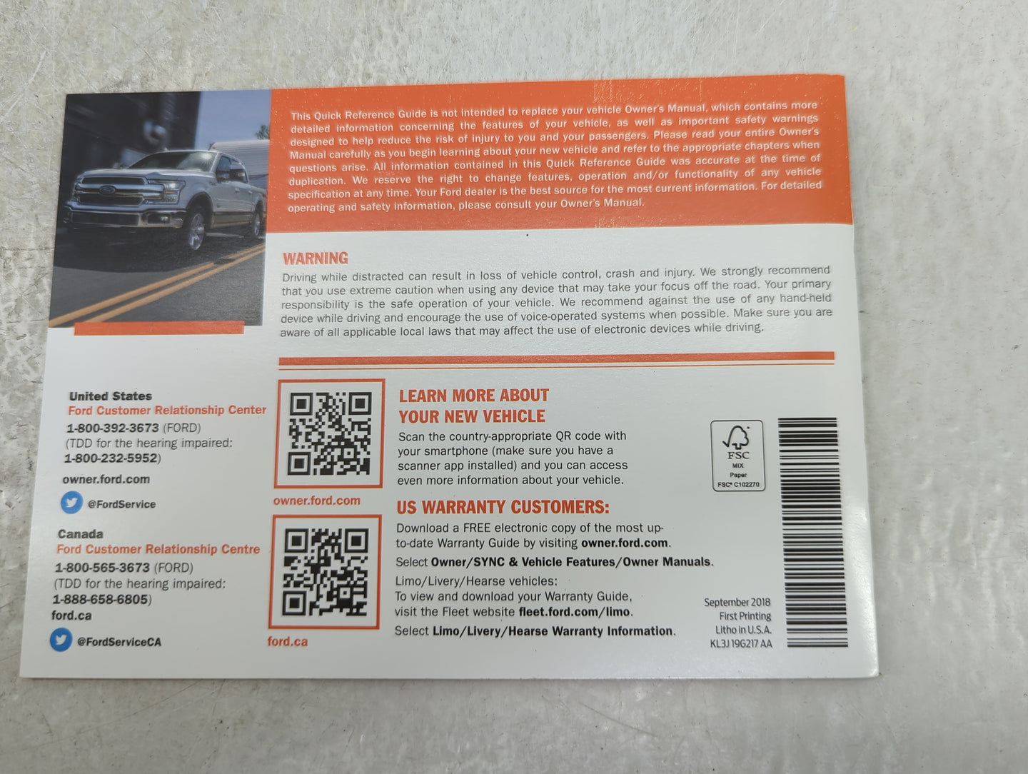 2019 Ford F-150 Owners Manual Book Guide P/N:KL3J 19A321 AA OEM Used Auto Parts - Oemusedautoparts1.com