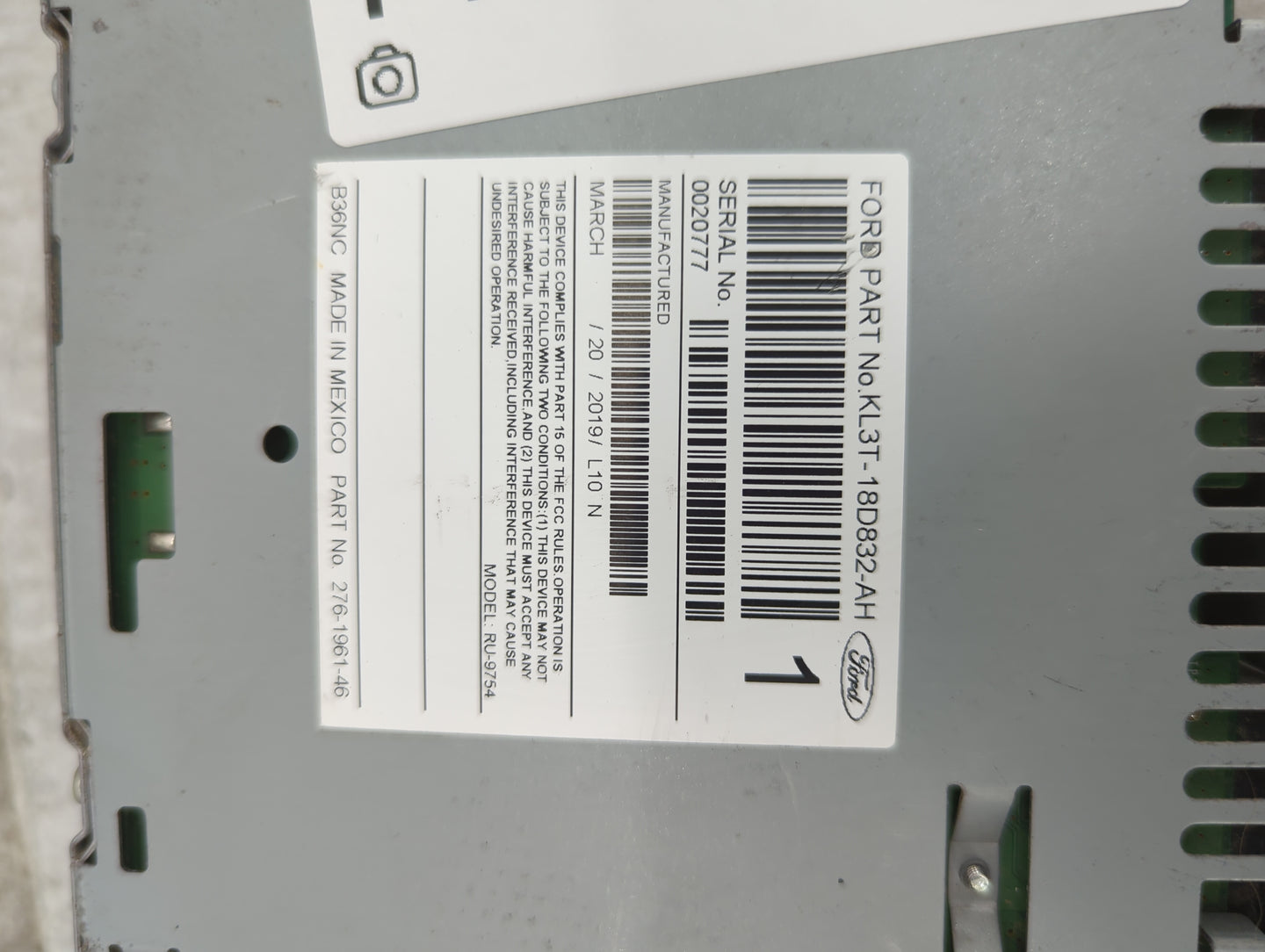 2019-2020 Ford F-150 Radio AM FM Cd Player Receiver Replacement P/N:KL3T-18D832-AH 276-1961-46, RU-9754 Fits Fits 2019 2020 