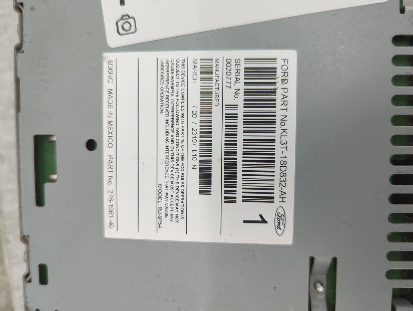 2019-2020 Ford F-150 Radio AM FM Cd Player Receiver Replacement P/N:KL3T-18D832-AH 276-1961-46, RU-9754 Fits Fits 2019 2020 