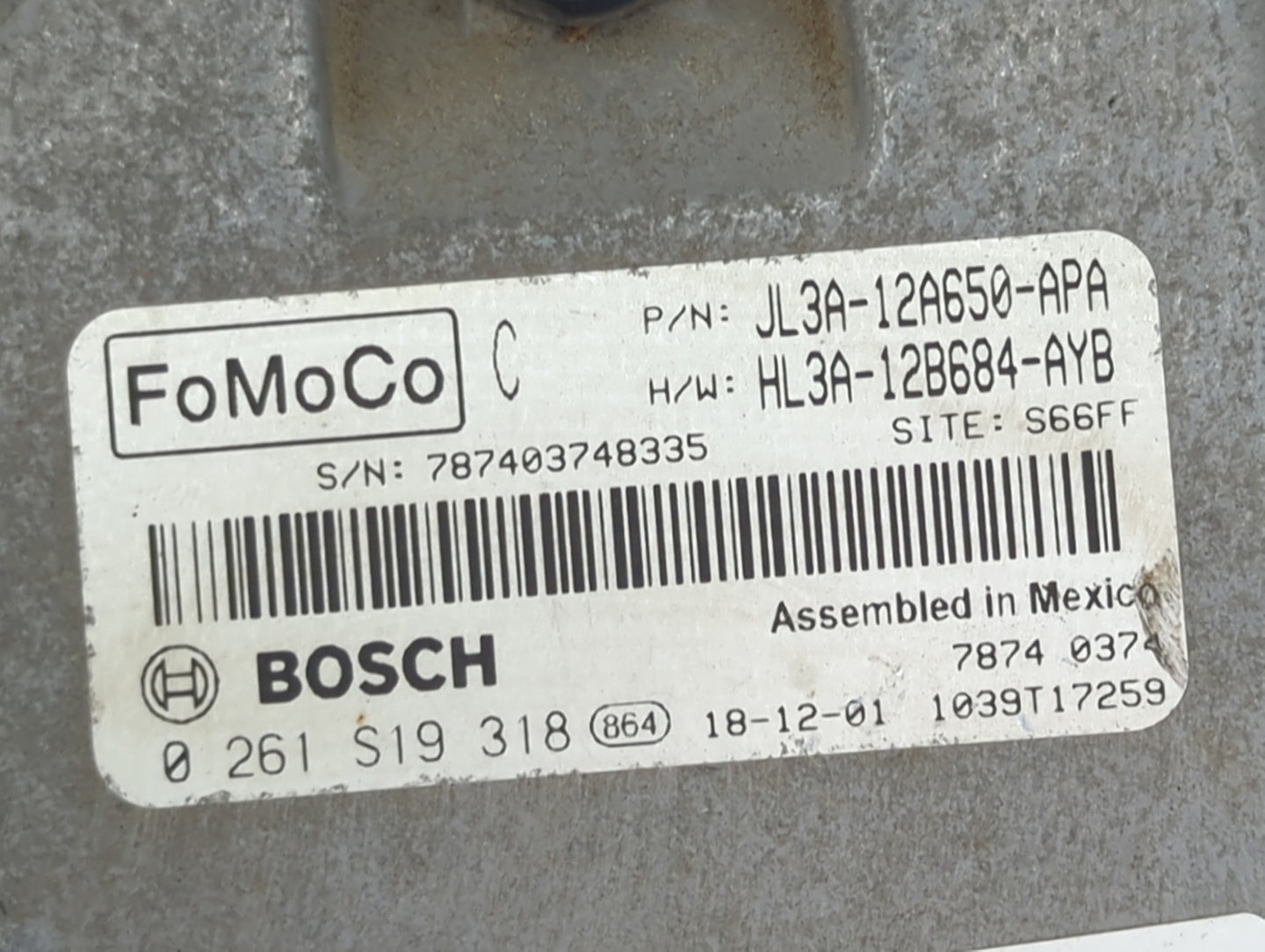 2018-2020 Ford F-150 PCM Engine Control Computer ECU ECM PCU OEM P/N:JL3A-12A650-APA HL3A-12B684-AYB Fits Fits 2018 2019 202