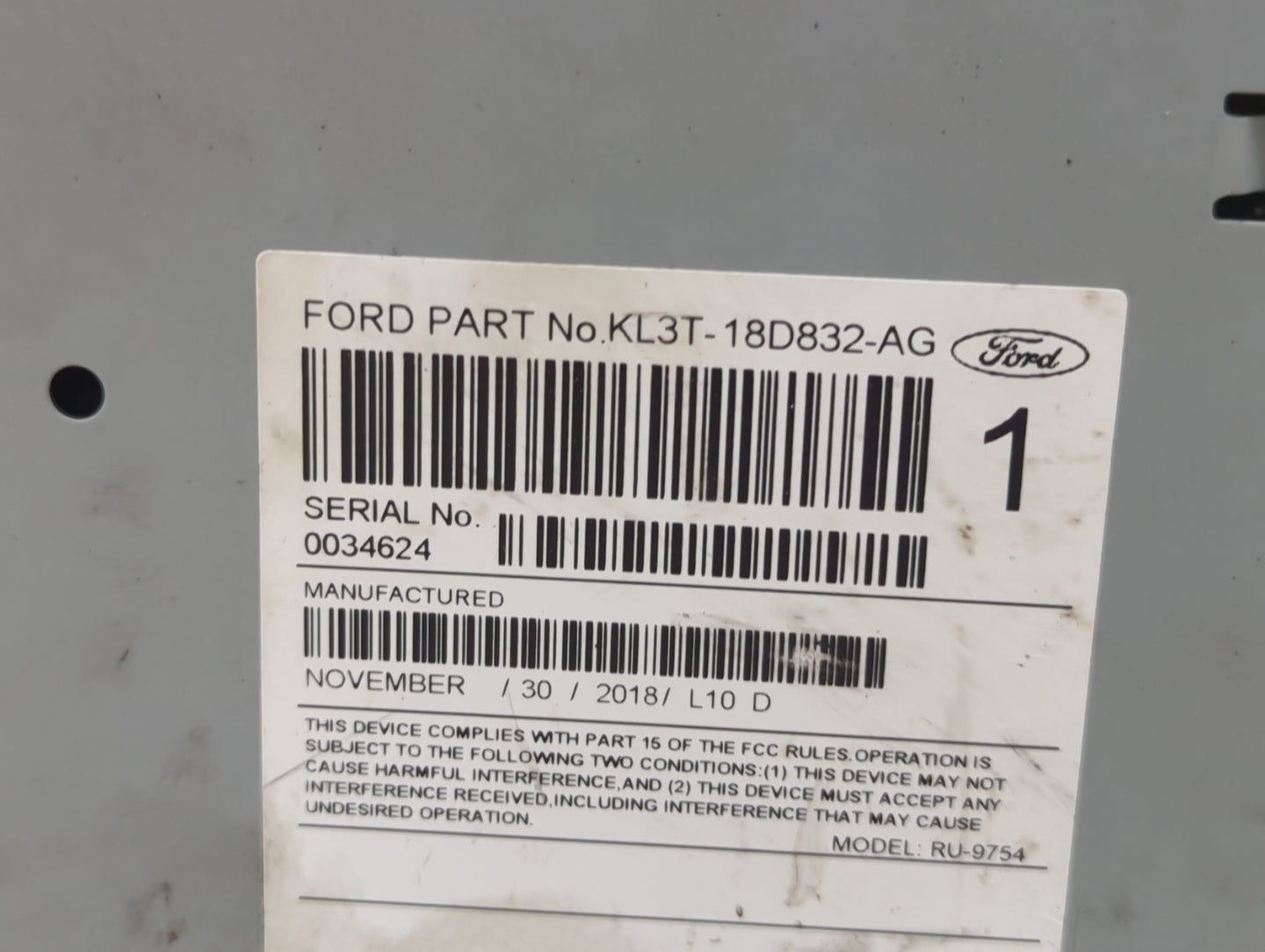 2019-2020 Ford F-150 Radio AM FM Cd Player Receiver Replacement P/N:KL3T-18D832-AG RU-9754P-A, RU-9754 Fits Fits 2019 2020 O