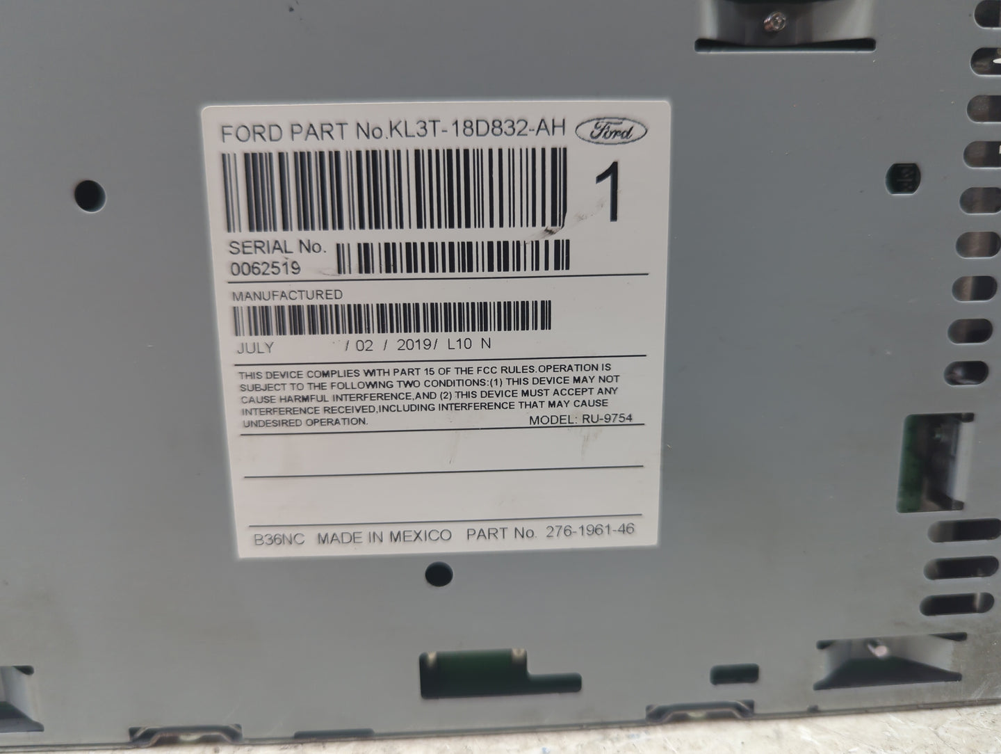 2019 Ford F150 Radio AM FM Cd Player Receiver Replacement P/N:KL3T-18D832-AH RU-9754P-B, RU-9754, 276-1961-46 Fits Fits 2020