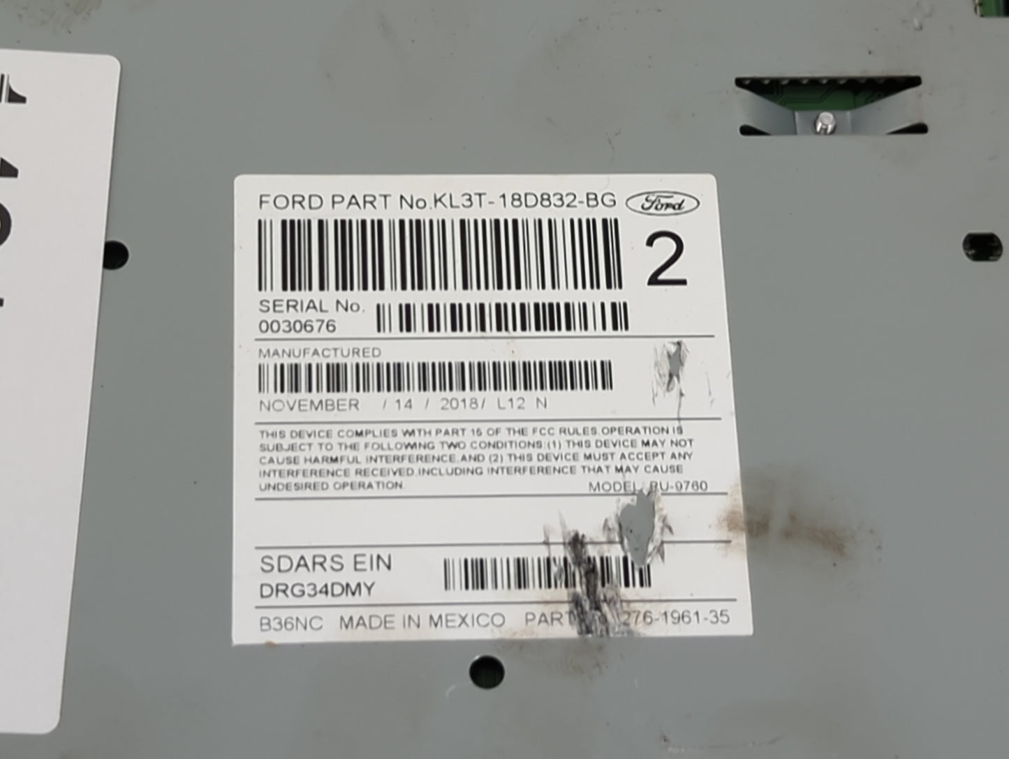 2019 Ford F150 Radio AM FM Cd Player Receiver Replacement P/N:KL3T-18D832-BG RU-9760P-A, BU-9760 Fits Fits 2020 OEM Used Aut