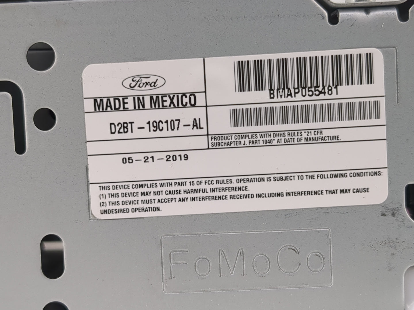 2018-2019 Ford Fiesta Radio AM FM Cd Player Receiver Replacement P/N:D2BT-19C107-AL Fits Fits 2018 2019 OEM Used Auto Parts 