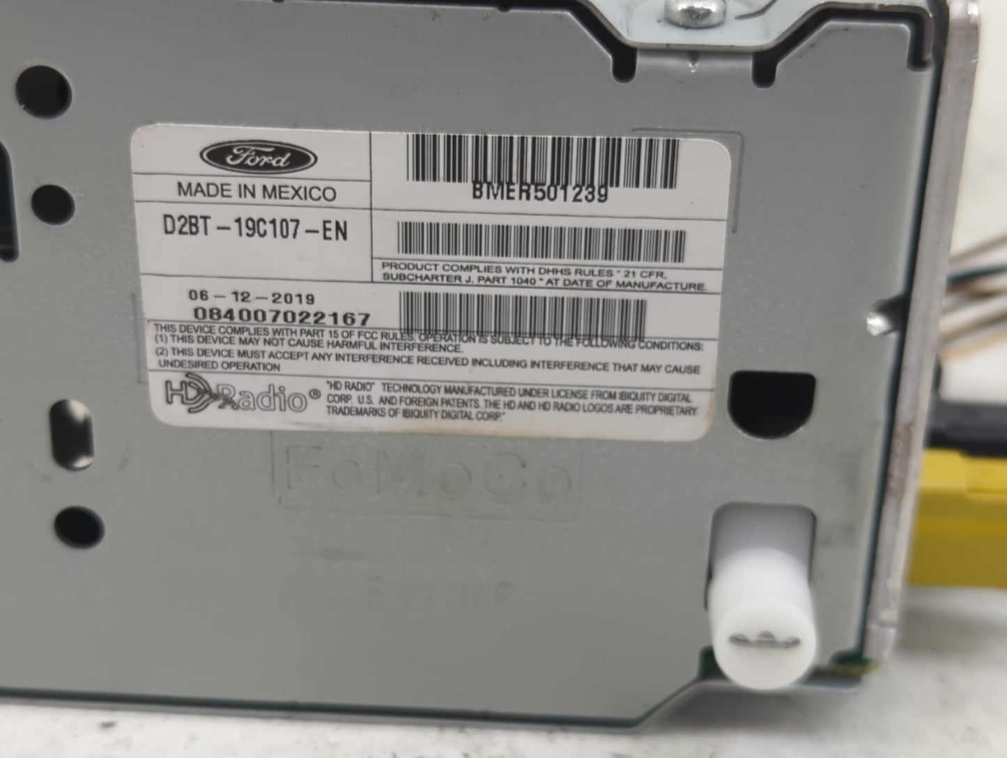 2018-2019 Ford Fiesta Radio AM FM Cd Player Receiver Replacement P/N:D2BT-19C107-EN Fits Fits 2018 2019 OEM Used Auto Parts 
