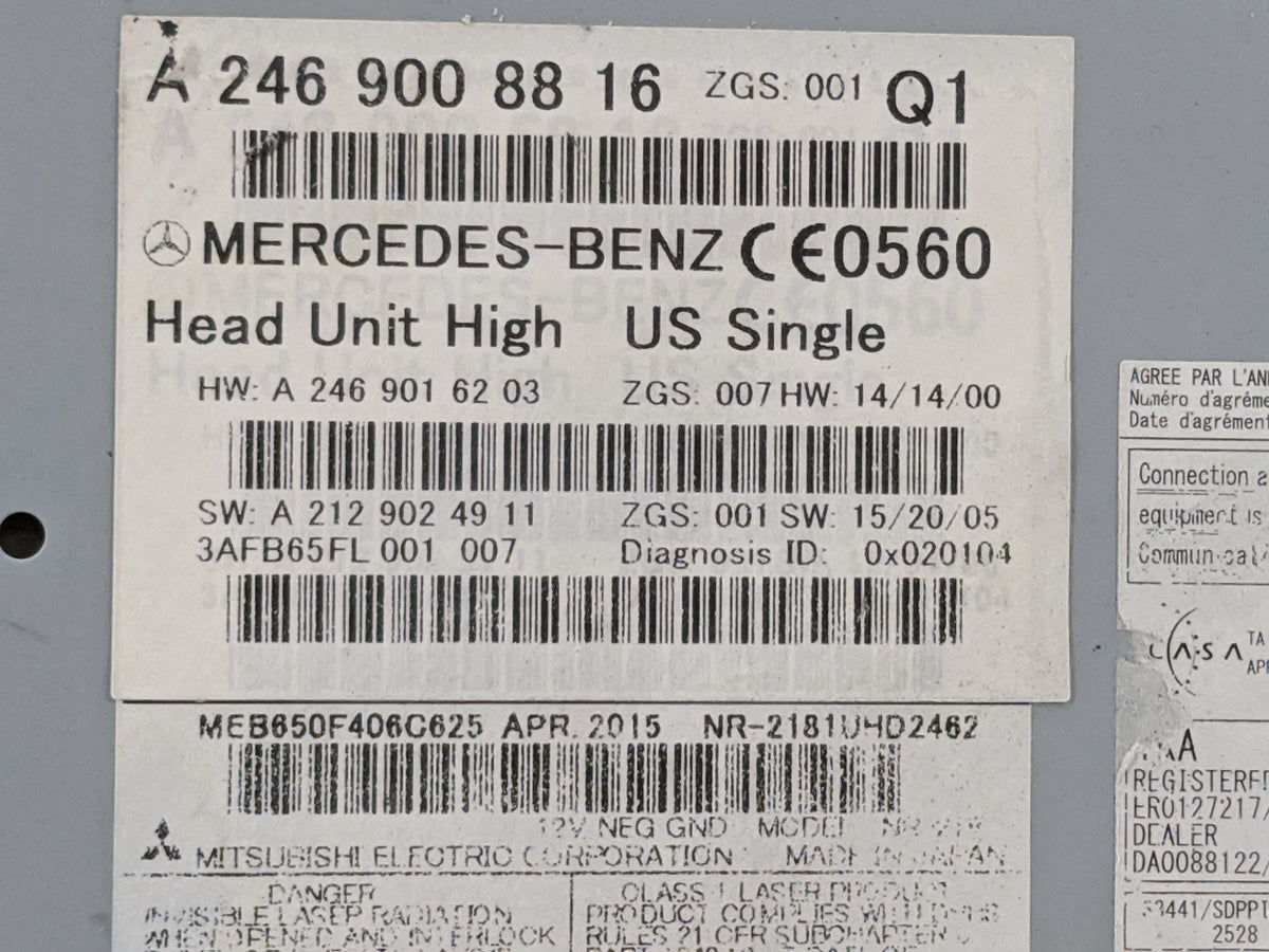 2018-2019 Ford Fiesta Radio AM FM Cd Player Receiver Replacement P/N:A 246 900 88 16 Fits Fits 2018 2019 OEM Used Auto Parts